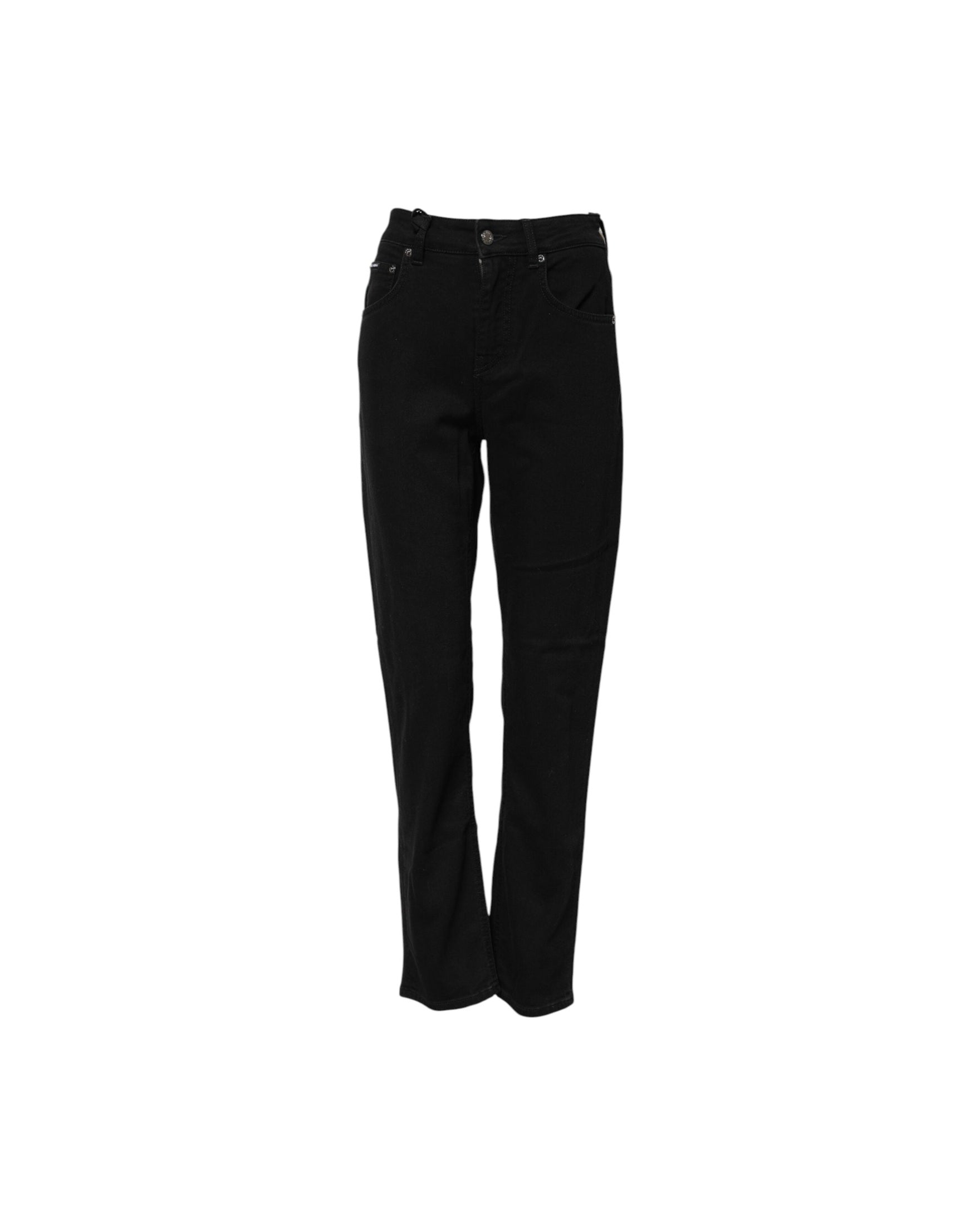 Dolce & Gabbana Black Cotton Boyfriend Mid Waist Denim Jeans Glam Steals
