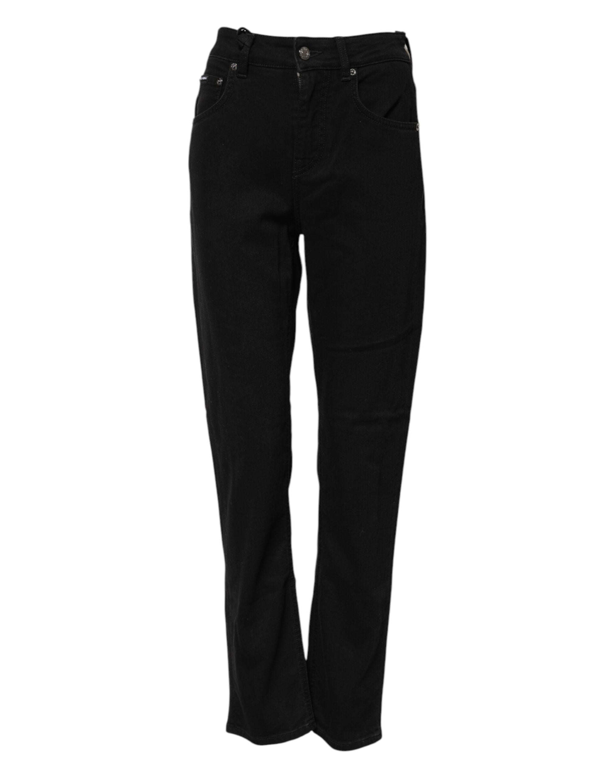 Dolce & Gabbana Black Cotton Boyfriend Mid Waist Denim Jeans Glam Steals