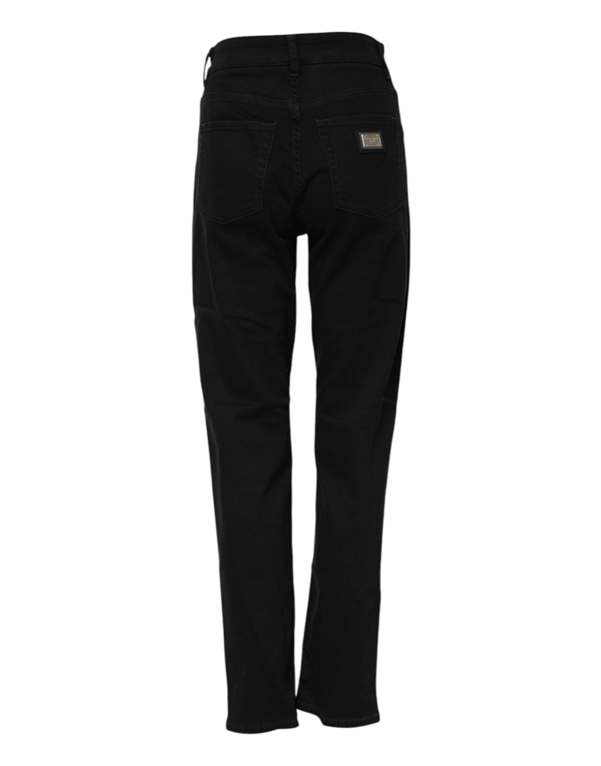 Dolce & Gabbana Black Cotton Boyfriend Mid Waist Denim Jeans Glam Steals