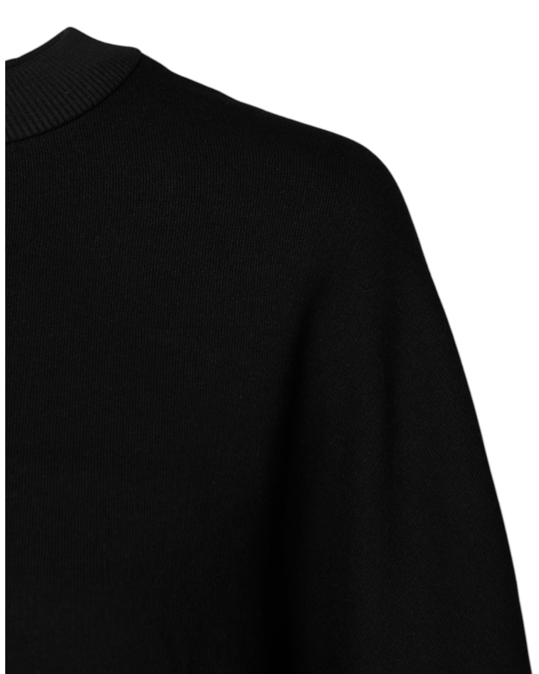 Dolce & Gabbana Black Cotton Crew Neck Sweatshirt Sweater Sweatshirts