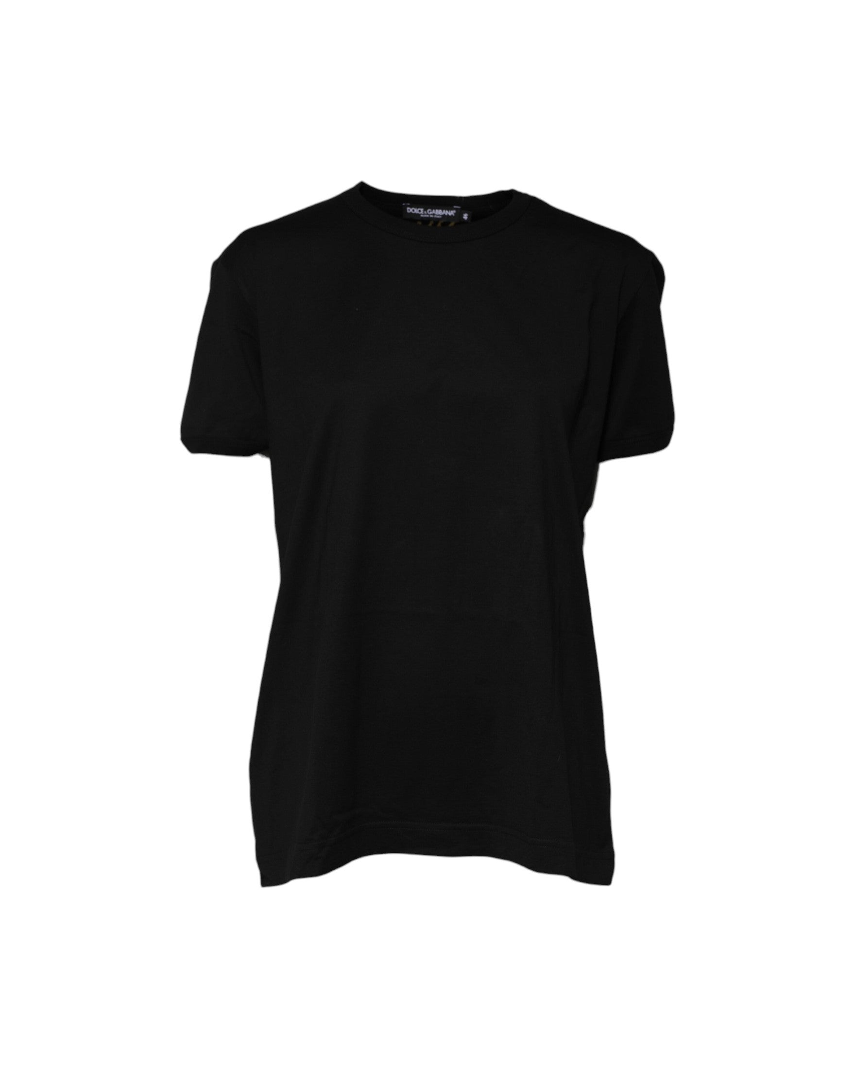 Dolce & Gabbana Black Cotton Goodluck Tee Crew Neck T-Shirt T-Shirts
