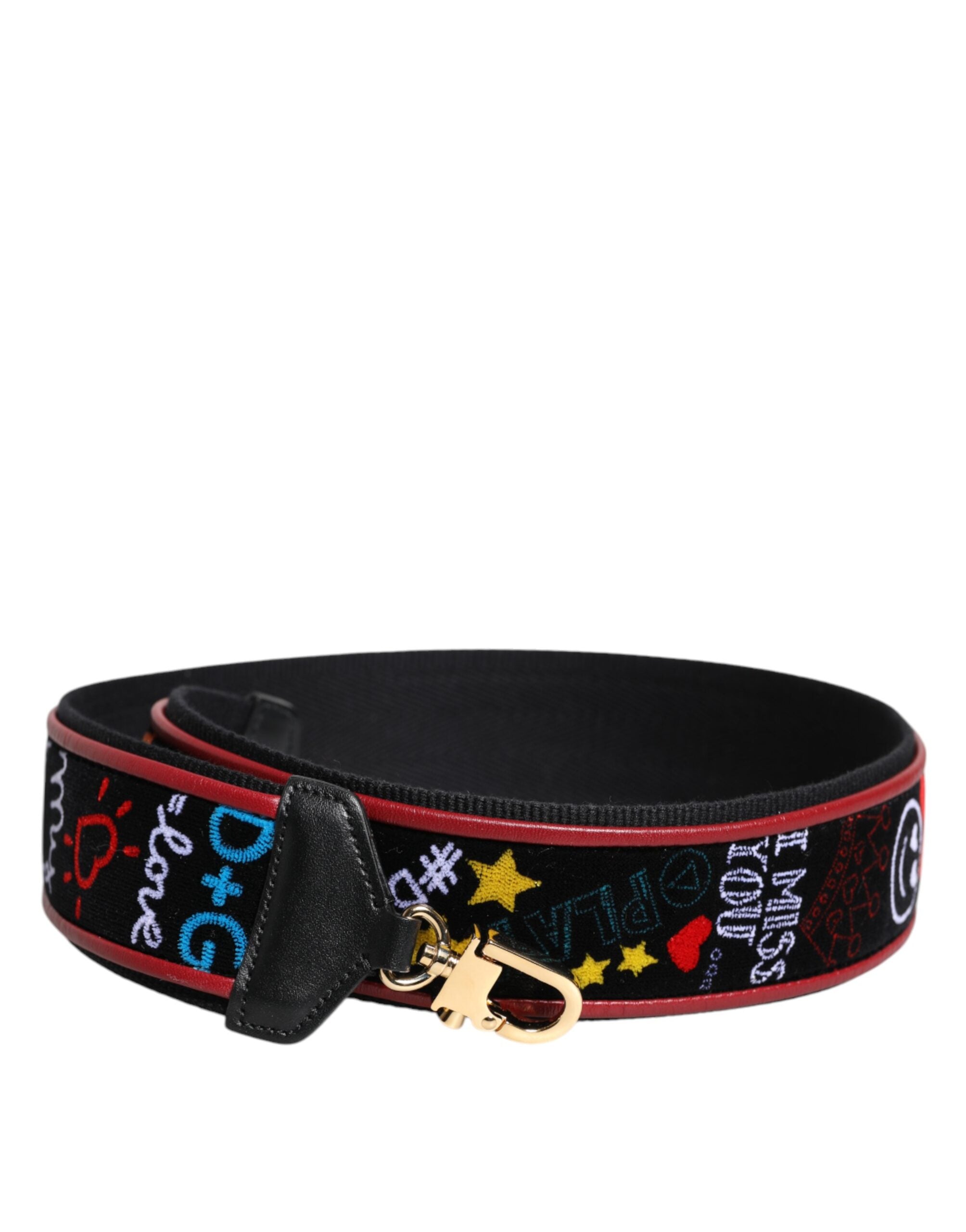 Dolce & Gabbana Black Cotton Printed Bag Shoulder Strap Glam Steals