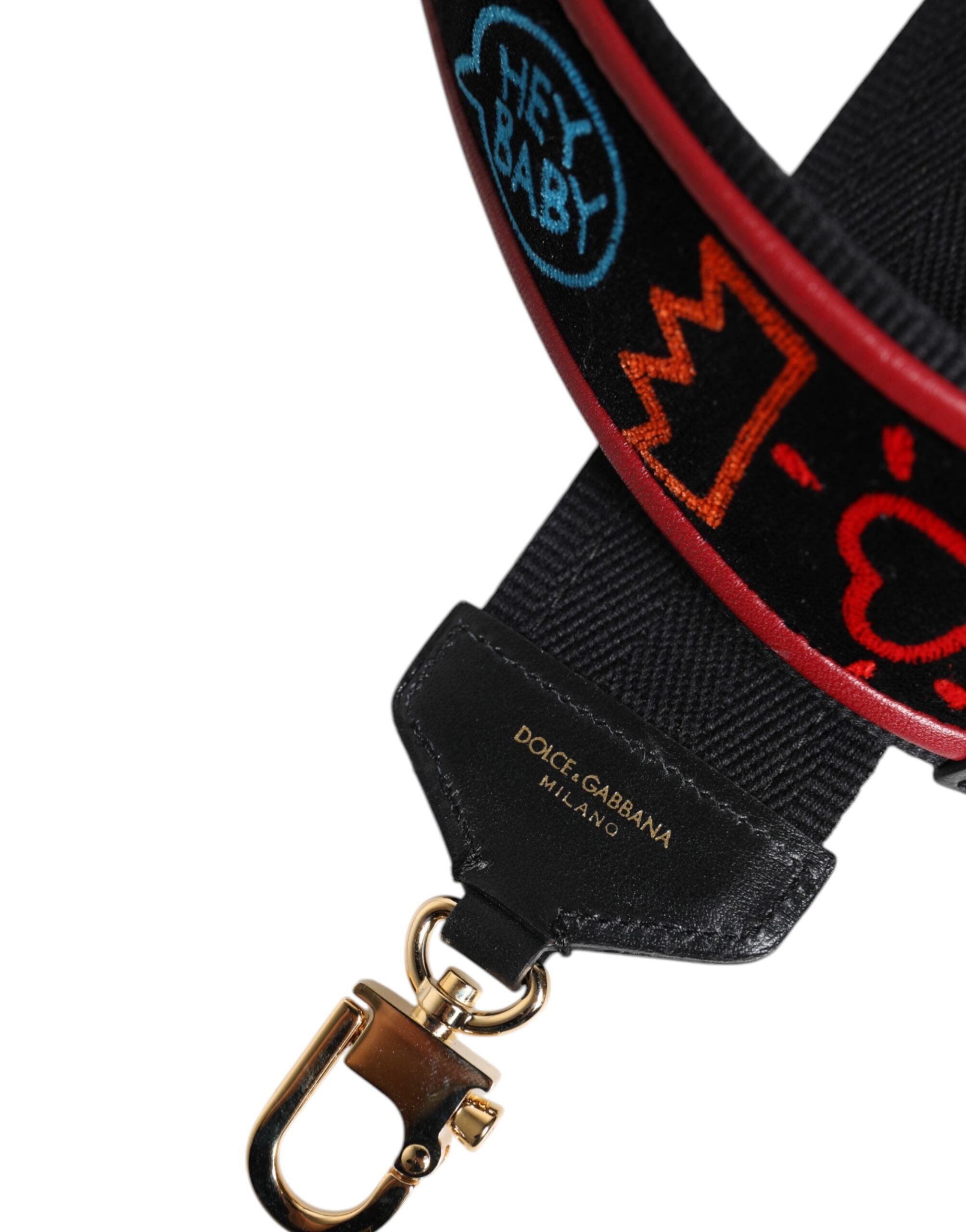 Dolce & Gabbana Black Cotton Printed Bag Shoulder Strap Glam Steals