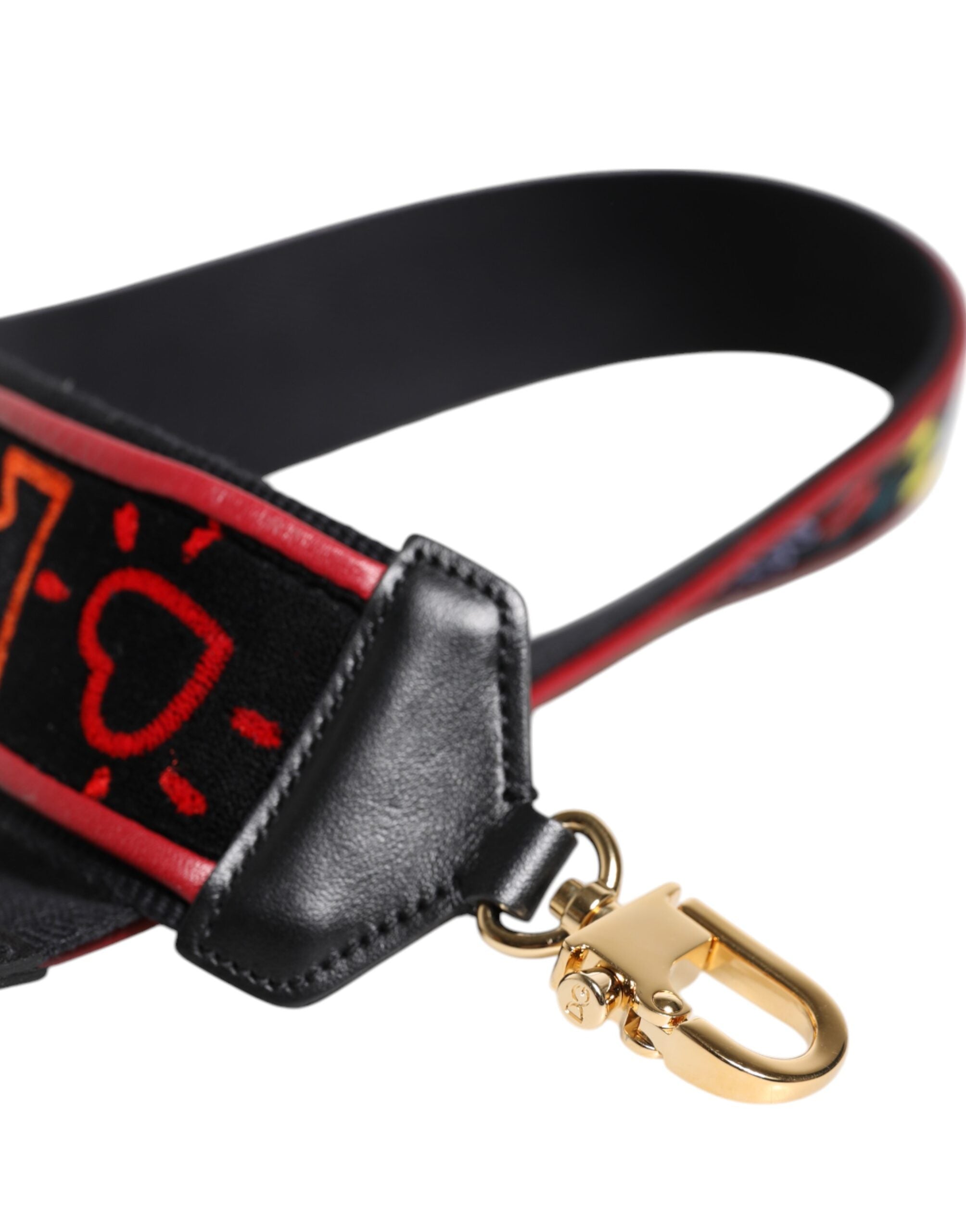 Dolce & Gabbana Black Cotton Printed Bag Shoulder Strap Glam Steals