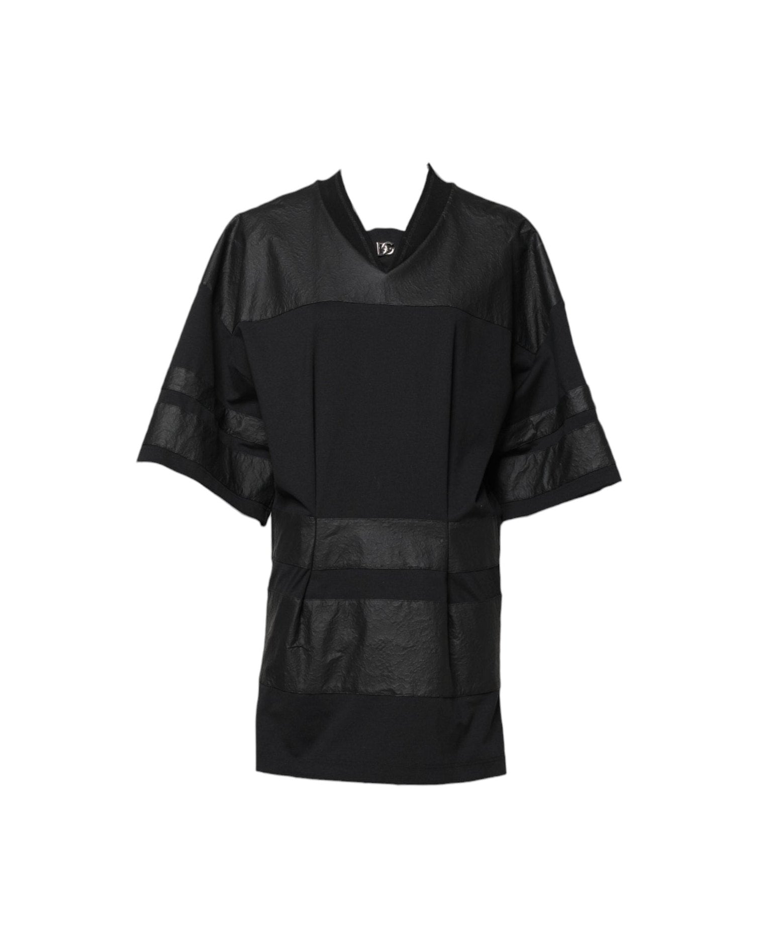 Dolce & Gabbana Black Cotton Short Sleeves V Neck T-Shirt T-Shirts