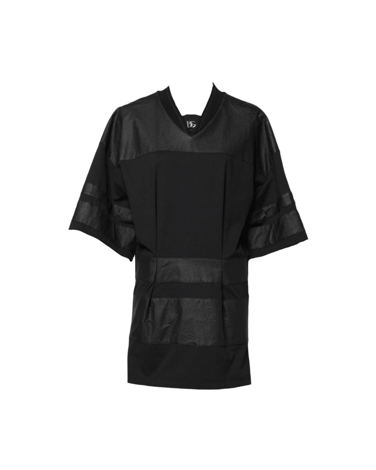 Dolce & Gabbana Black Cotton Short Sleeves V Neck T-Shirt T-Shirts