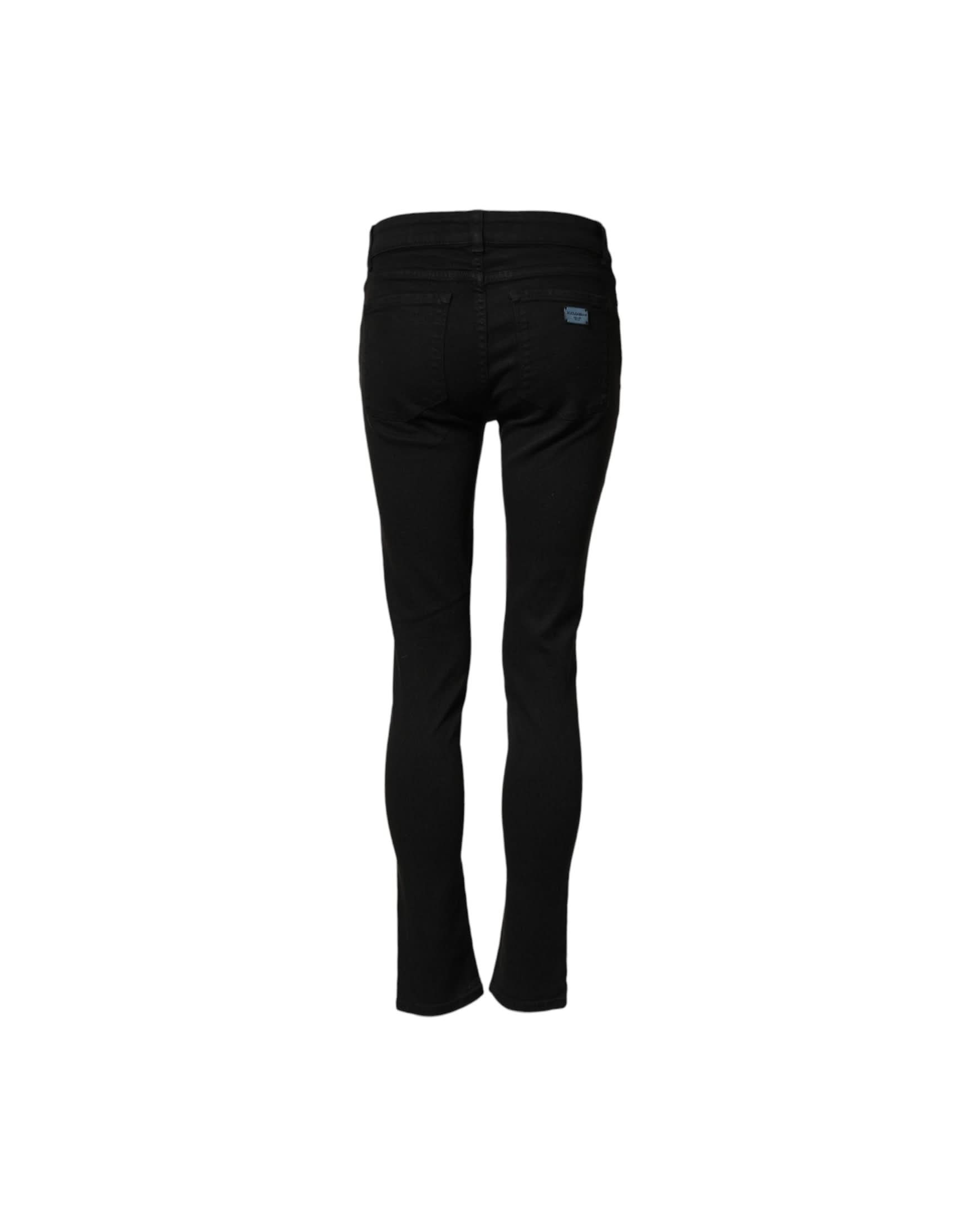 Dolce & Gabbana Black Cotton Skinny Mid Waist Denim Jeans Jeans