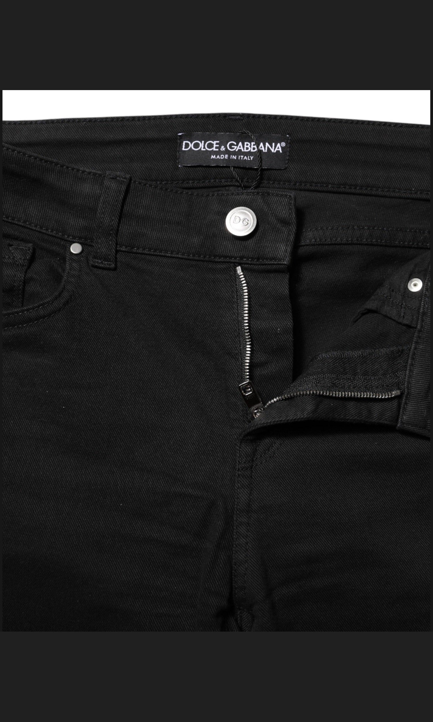 Dolce & Gabbana Black Cotton Skinny Mid Waist Denim Jeans Glam Steals