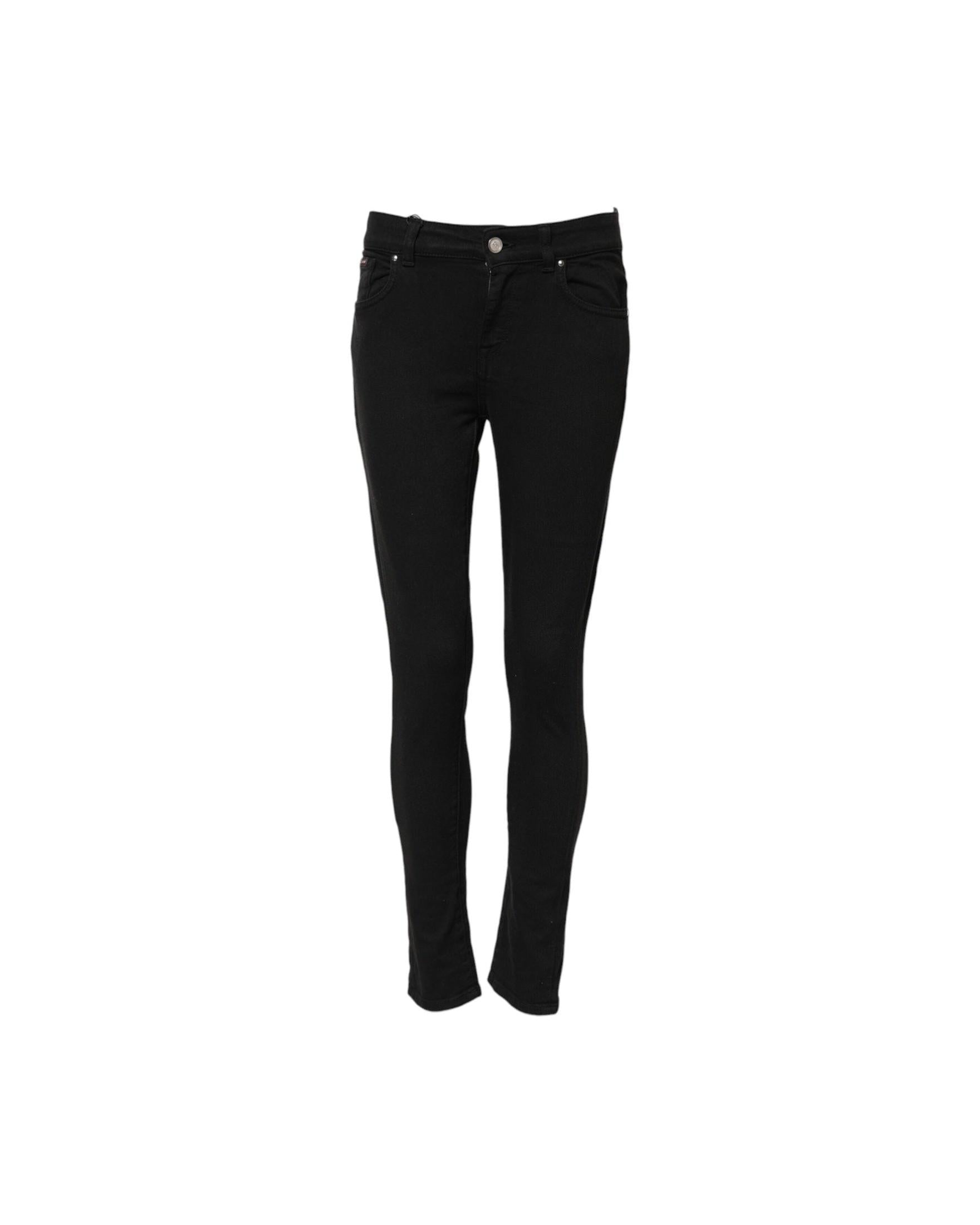 Dolce & Gabbana Black Cotton Skinny Mid Waist Denim Jeans Jeans