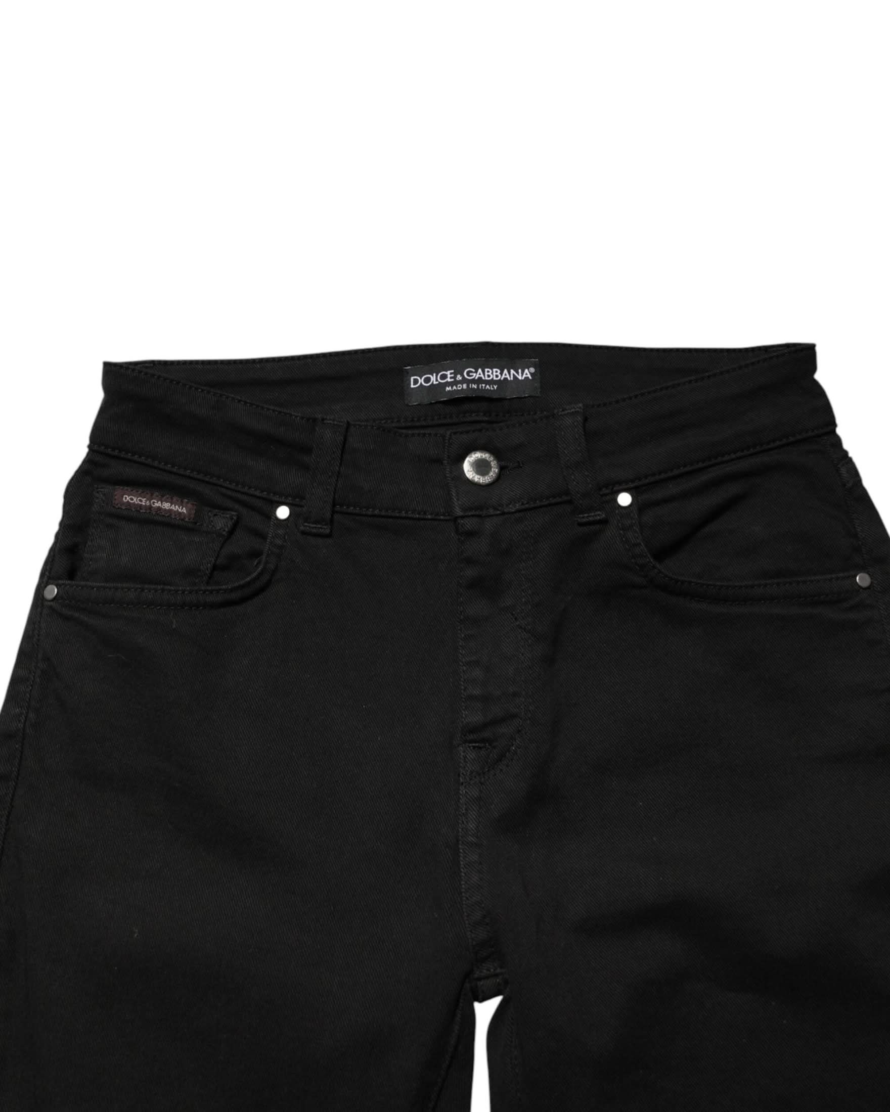Dolce & Gabbana Black Cotton Skinny Mid Waist Denim Jeans Jeans