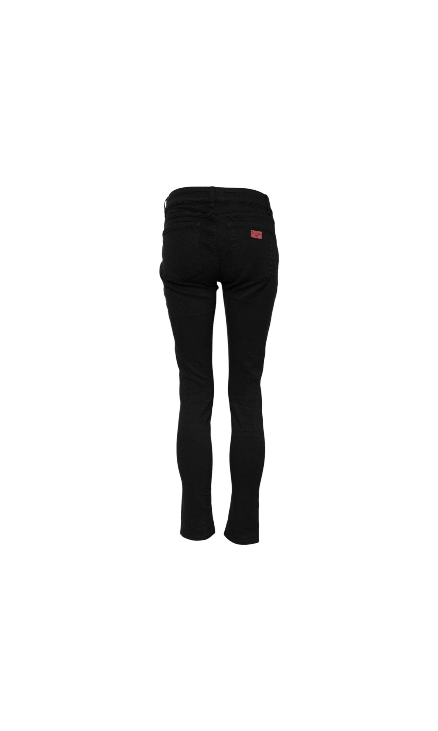 Dolce & Gabbana Black Cotton Skinny Mid Waist Denim Jeans Glam Steals