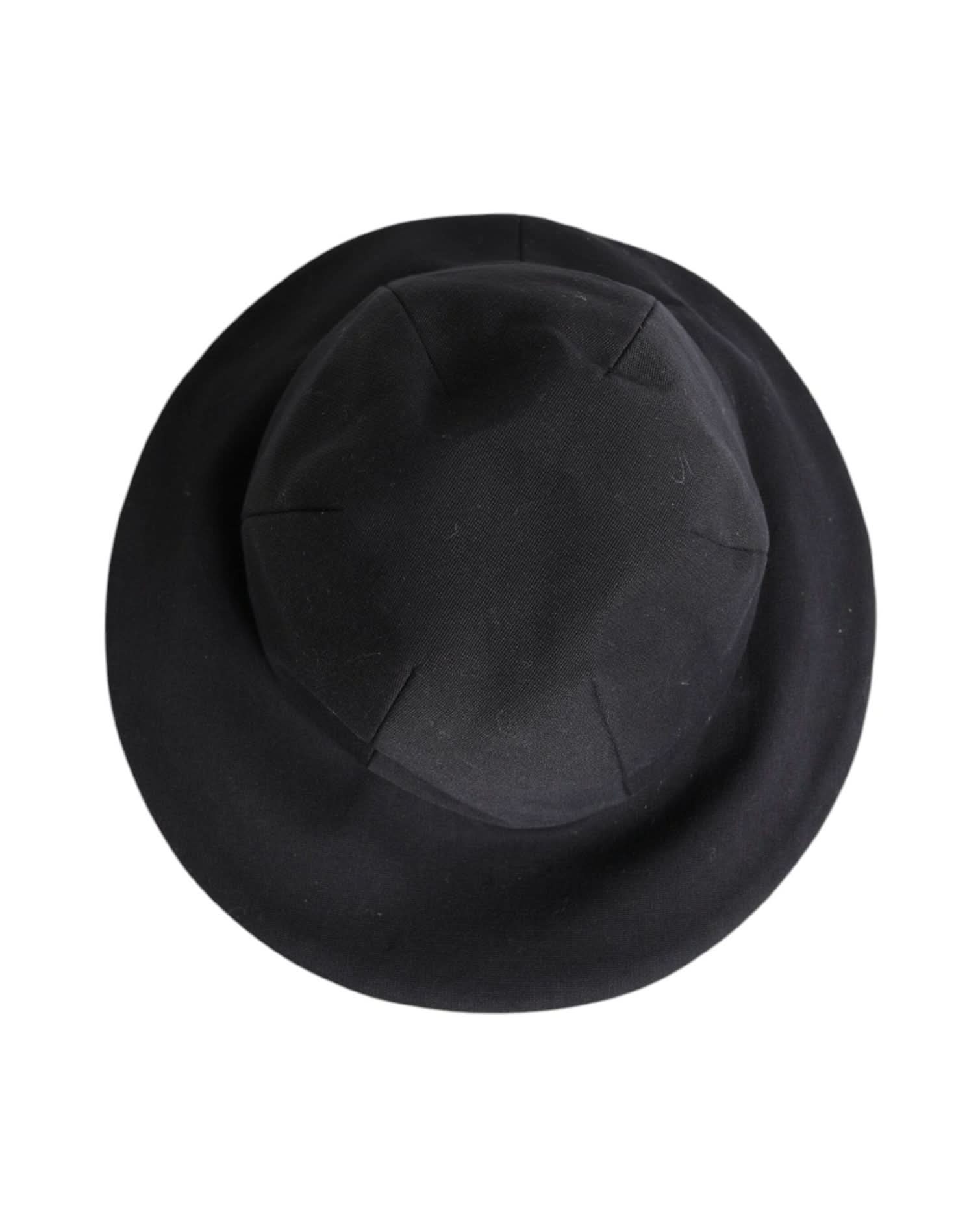 Dolce & Gabbana Black Cotton Wide Brim Bucket Hat Hats