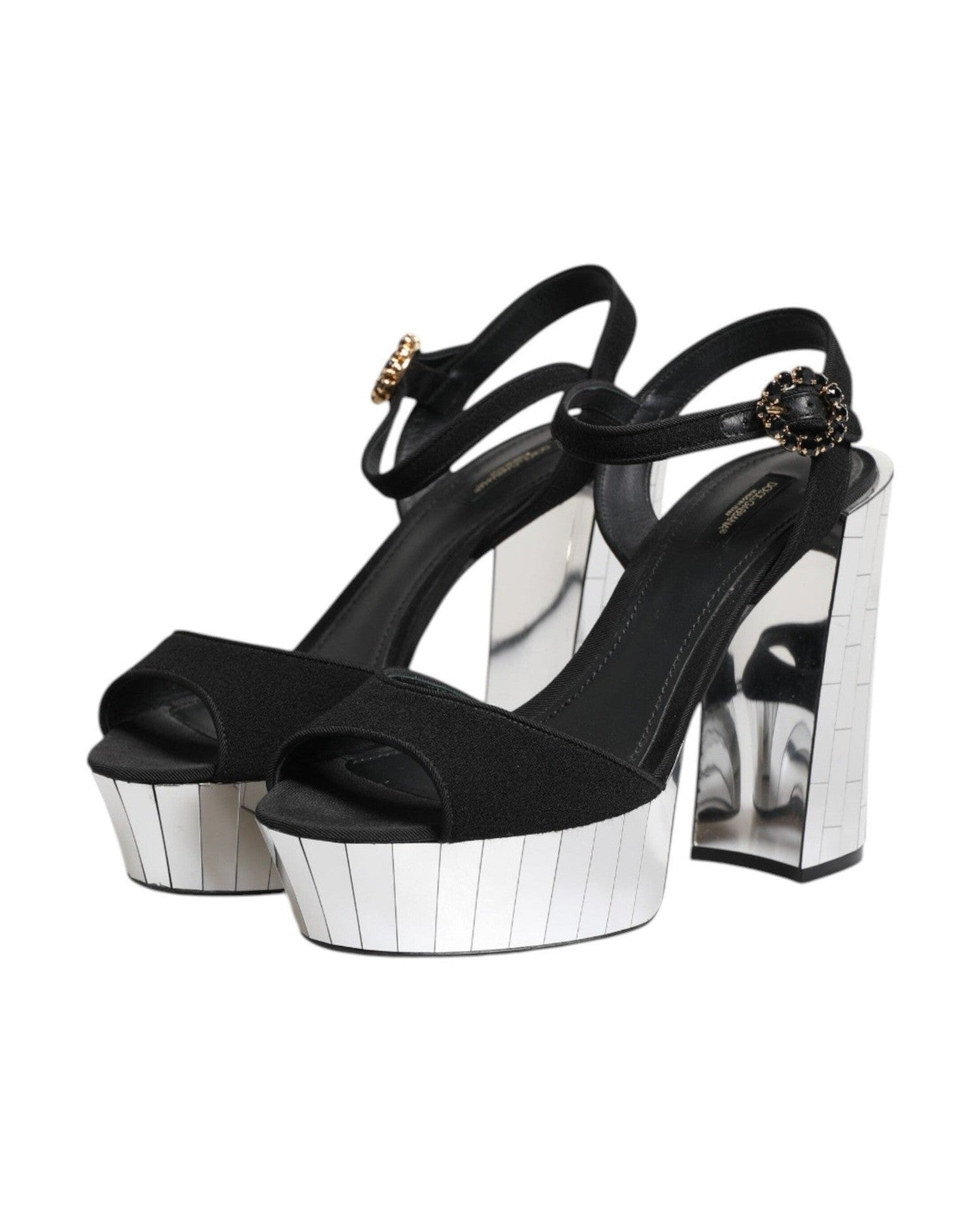 Dolce & Gabbana Black Crystal Ankle Strap Keira Sandals Shoes Glam Steals