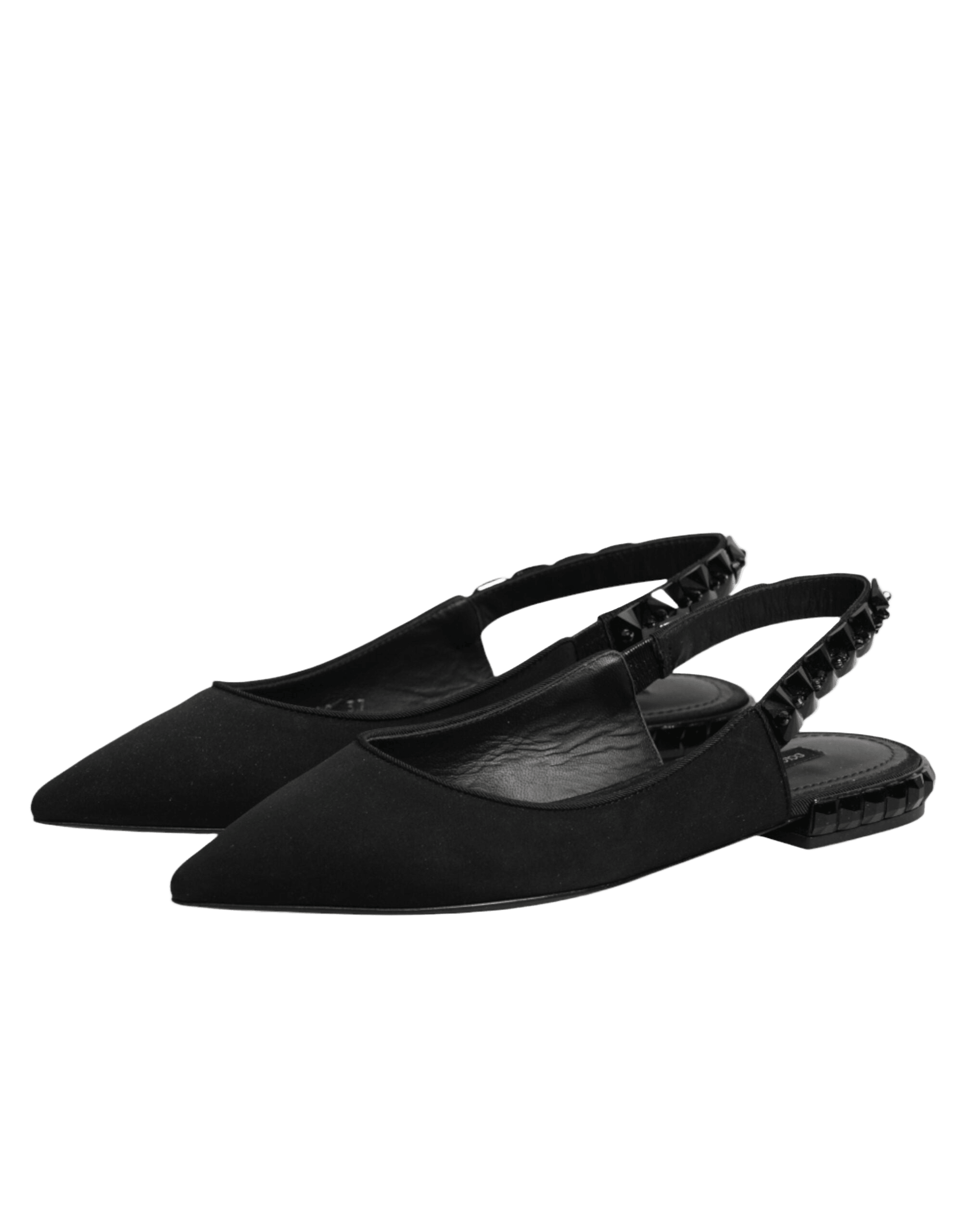 Dolce & Gabbana Black Crystal Charmeuse Slingback Shoes Glam Steals