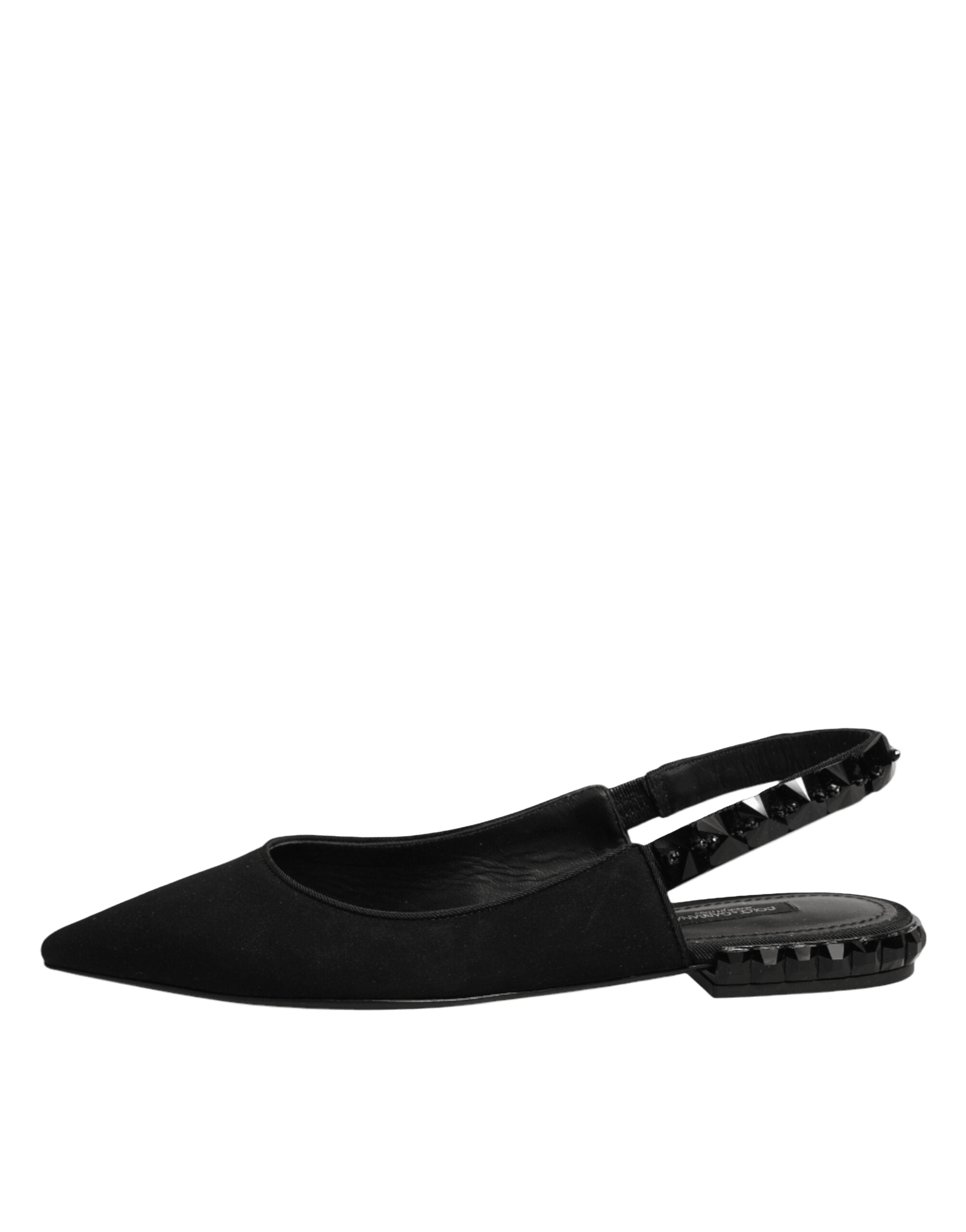 Dolce & Gabbana Black Crystal Charmeuse Slingback Shoes Glam Steals