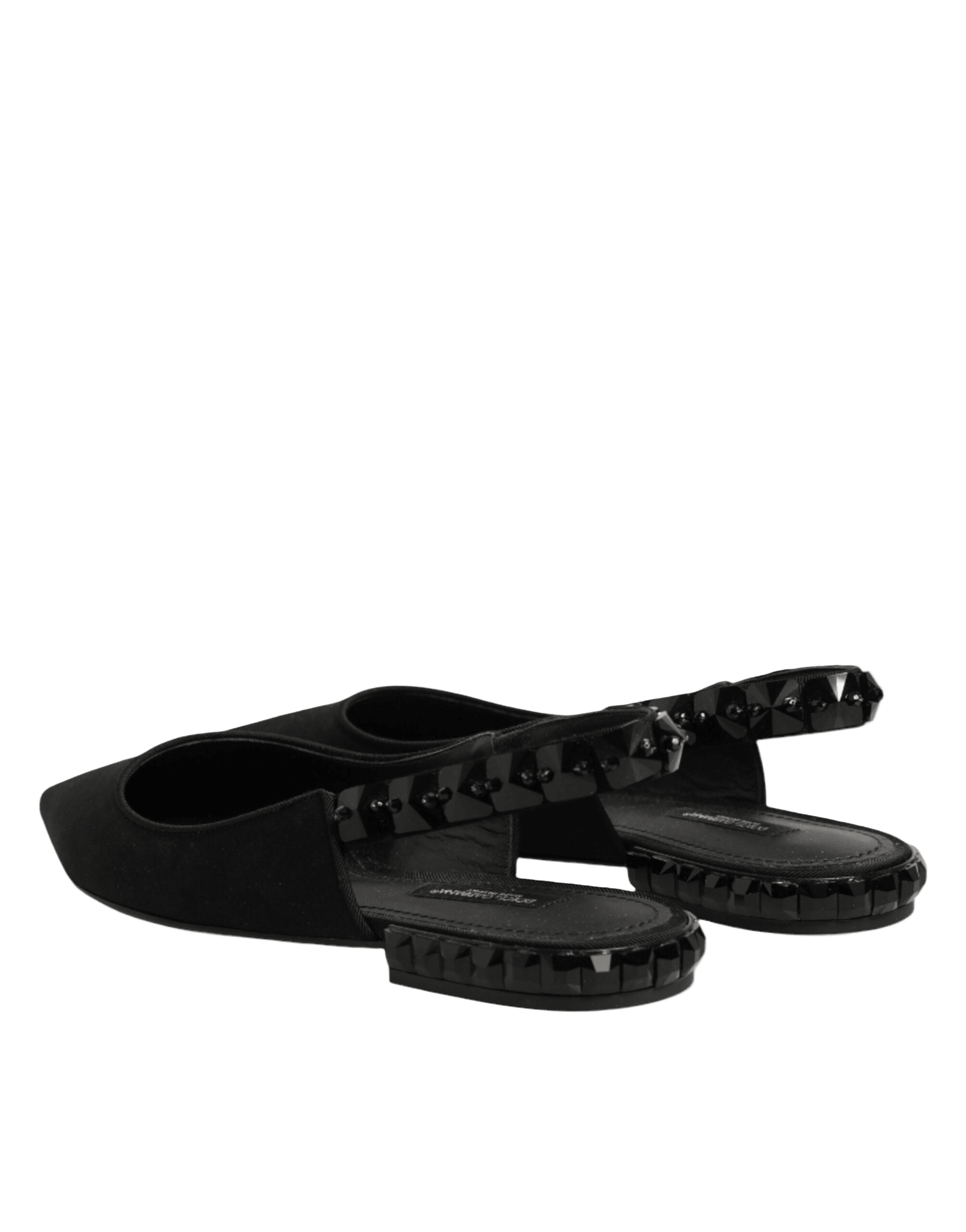 Dolce & Gabbana Black Crystal Charmeuse Slingback Shoes Glam Steals