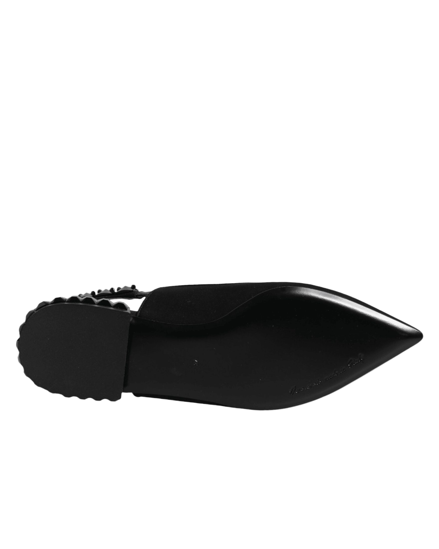 Dolce & Gabbana Black Crystal Charmeuse Slingback Shoes Sandals