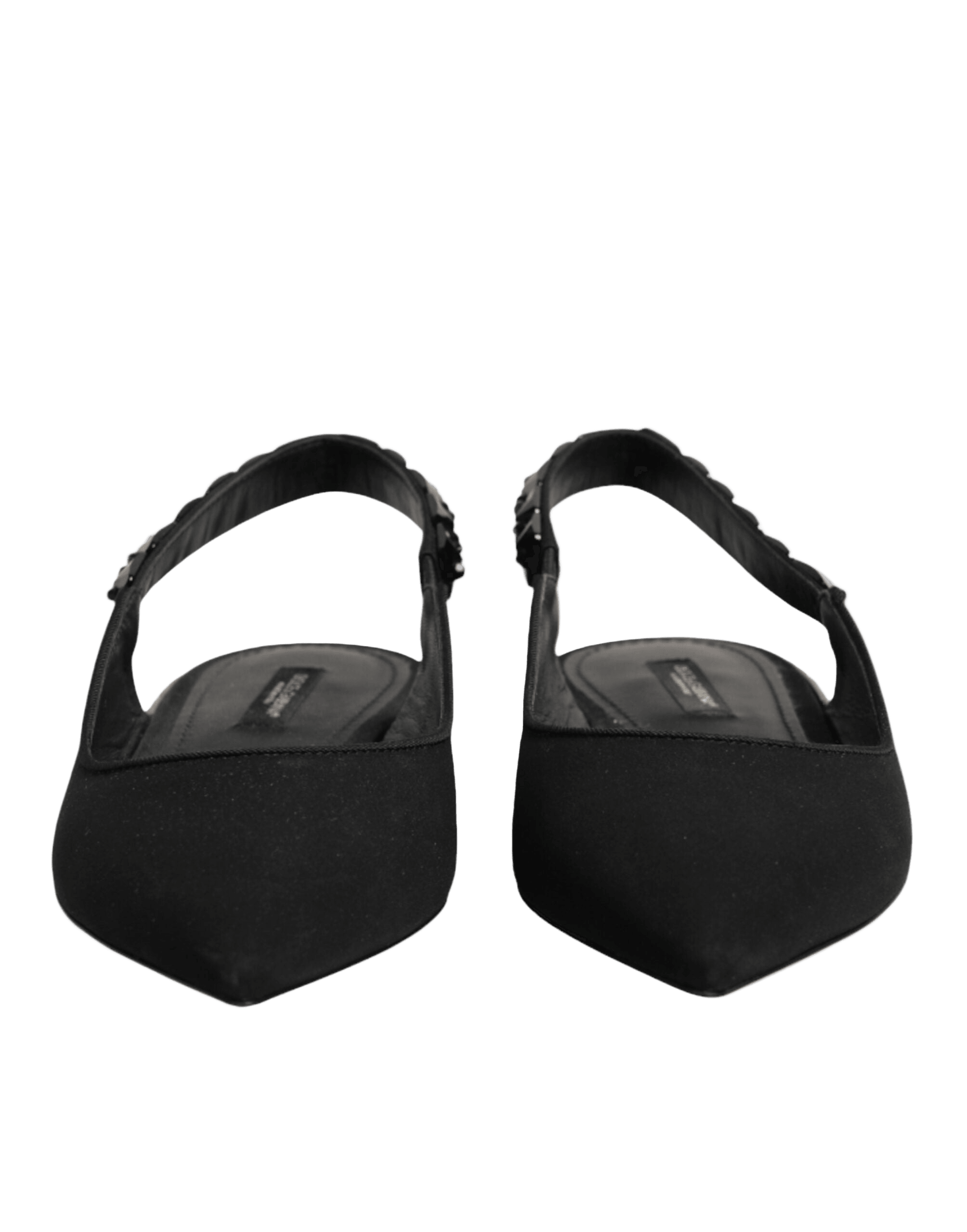Dolce & Gabbana Black Crystal Charmeuse Slingback Shoes Glam Steals