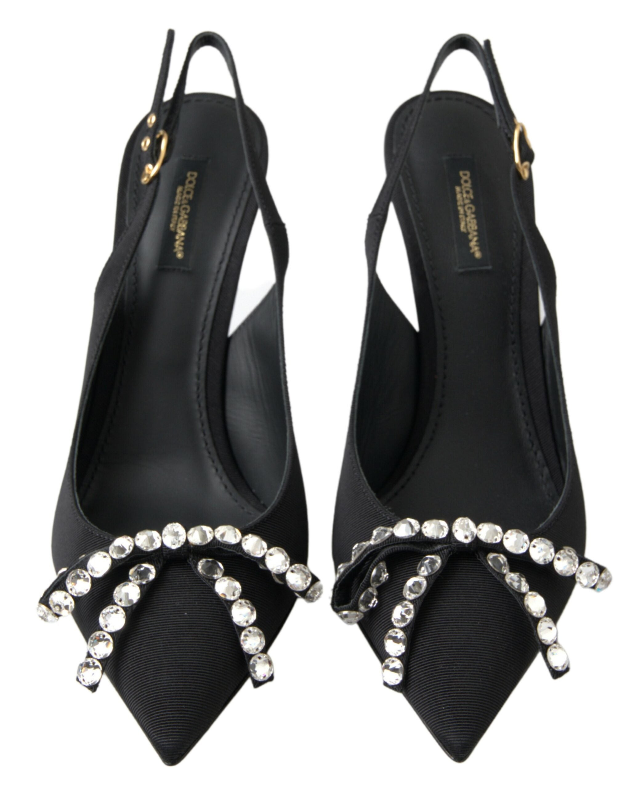 Dolce & Gabbana Black Crystal Embellished Slingback Heel Glam Steals