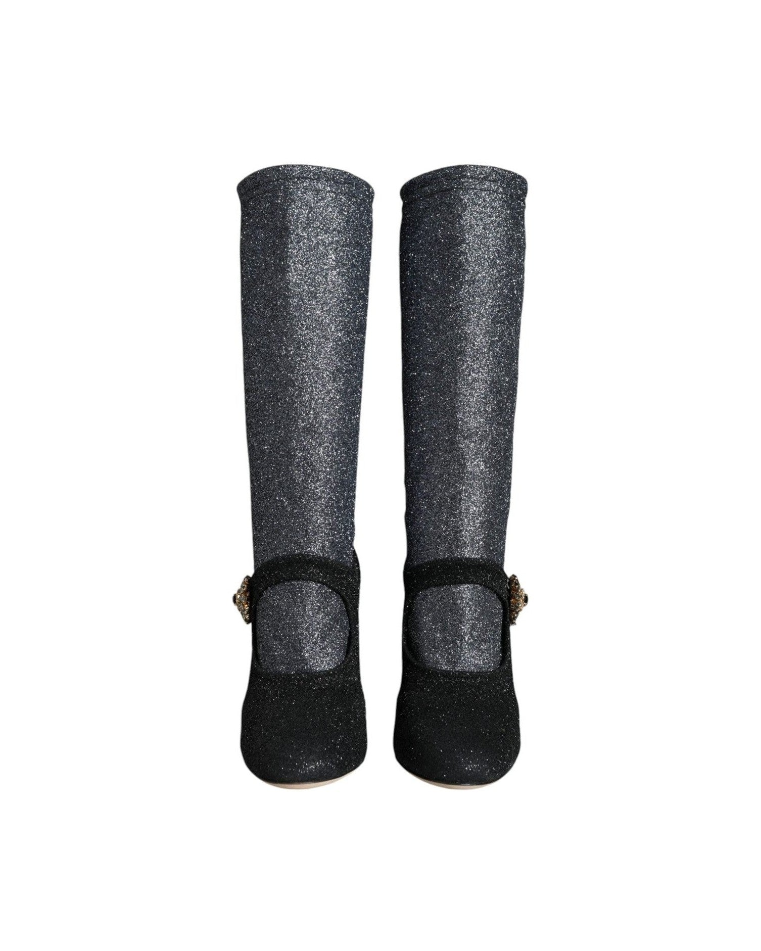 Dolce & Gabbana Black Crystal Mary Janes Booties Shoes Boots