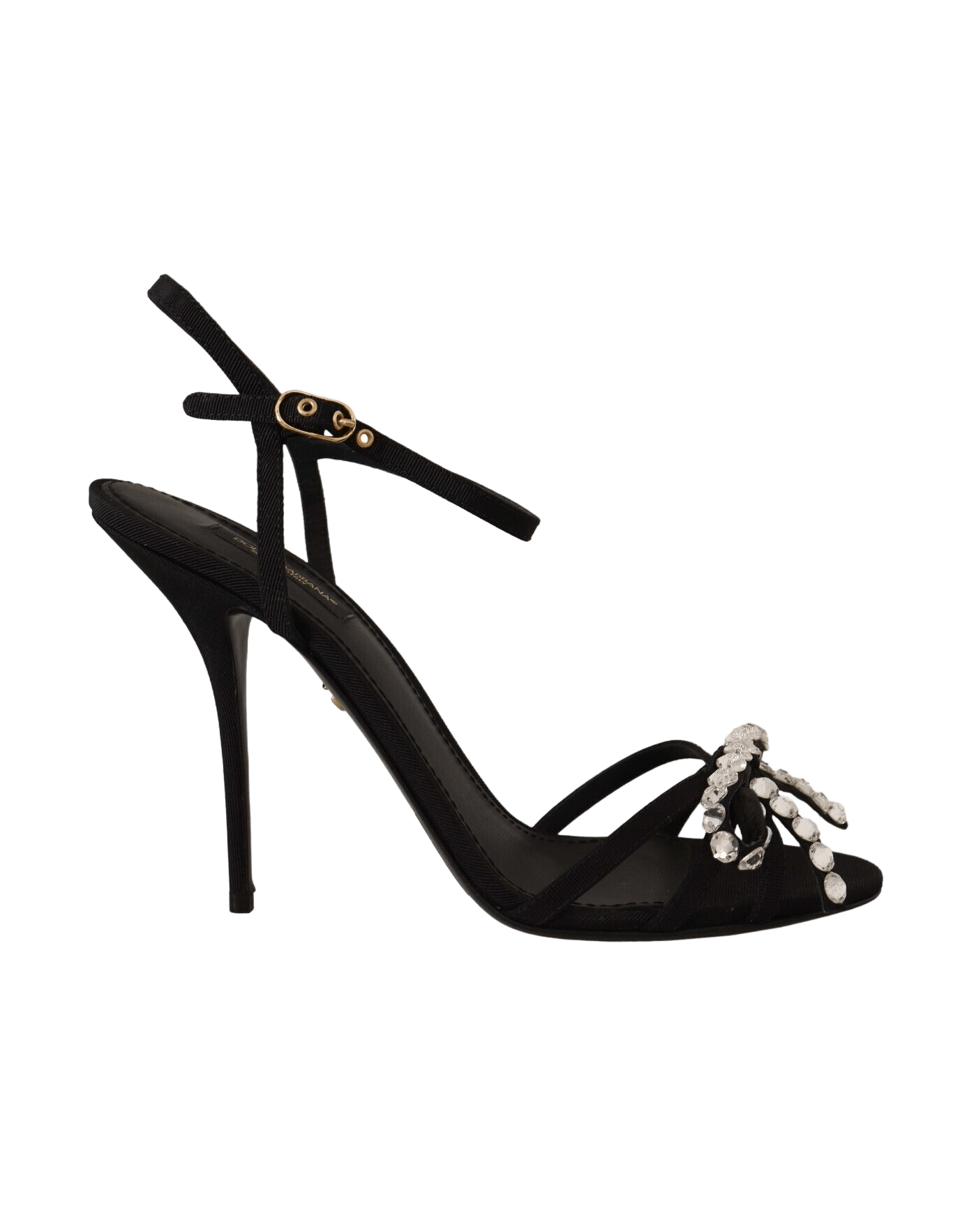 Dolce & Gabbana Black Crystals Ankle Strap Heels Heels