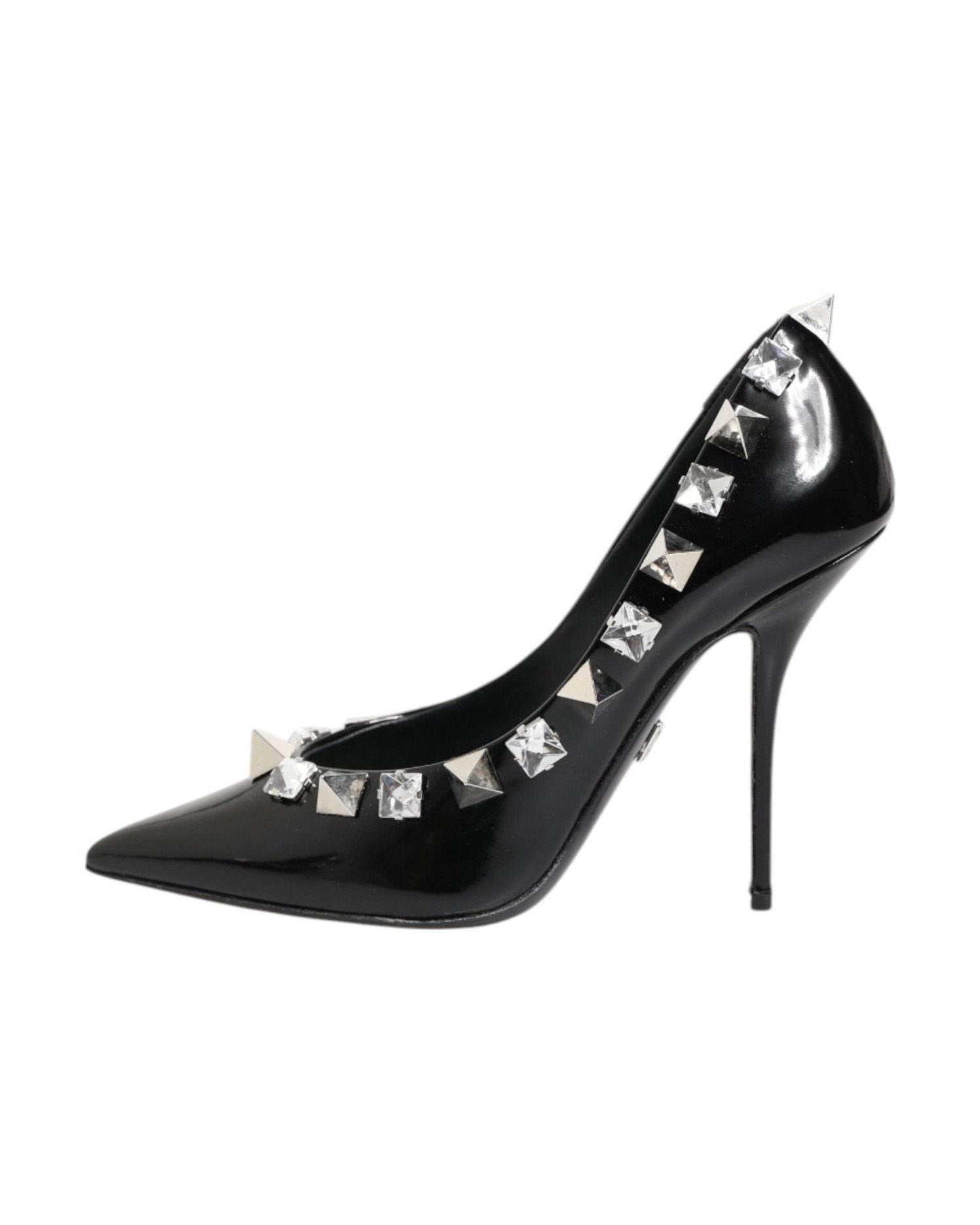 Dolce & Gabbana Black Crystals Studs Stiletto Pumps Shoes Heels