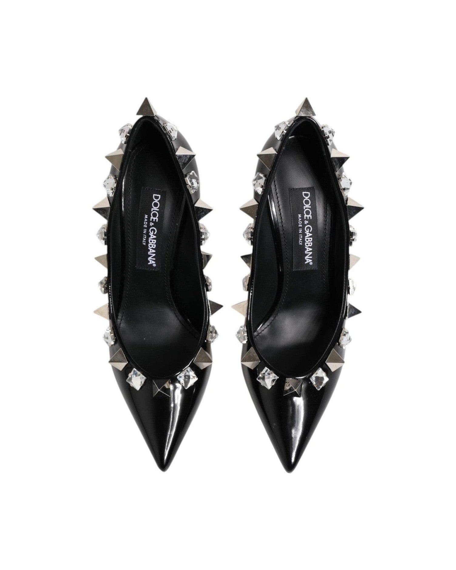 Dolce & Gabbana Black Crystals Studs Stiletto Pumps Shoes Heels