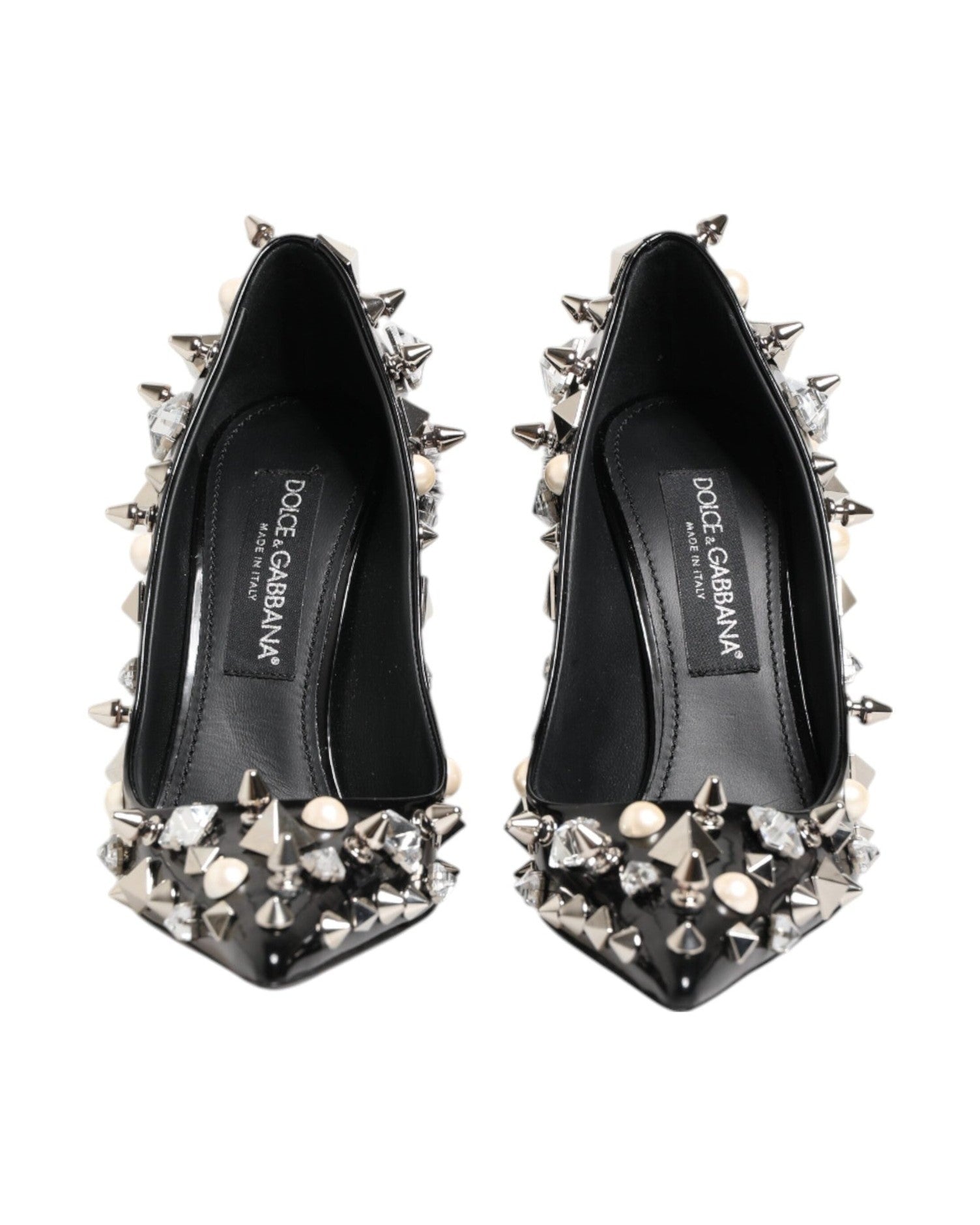 Dolce & Gabbana Black Crystals Studs Stiletto Pumps Shoes Heels