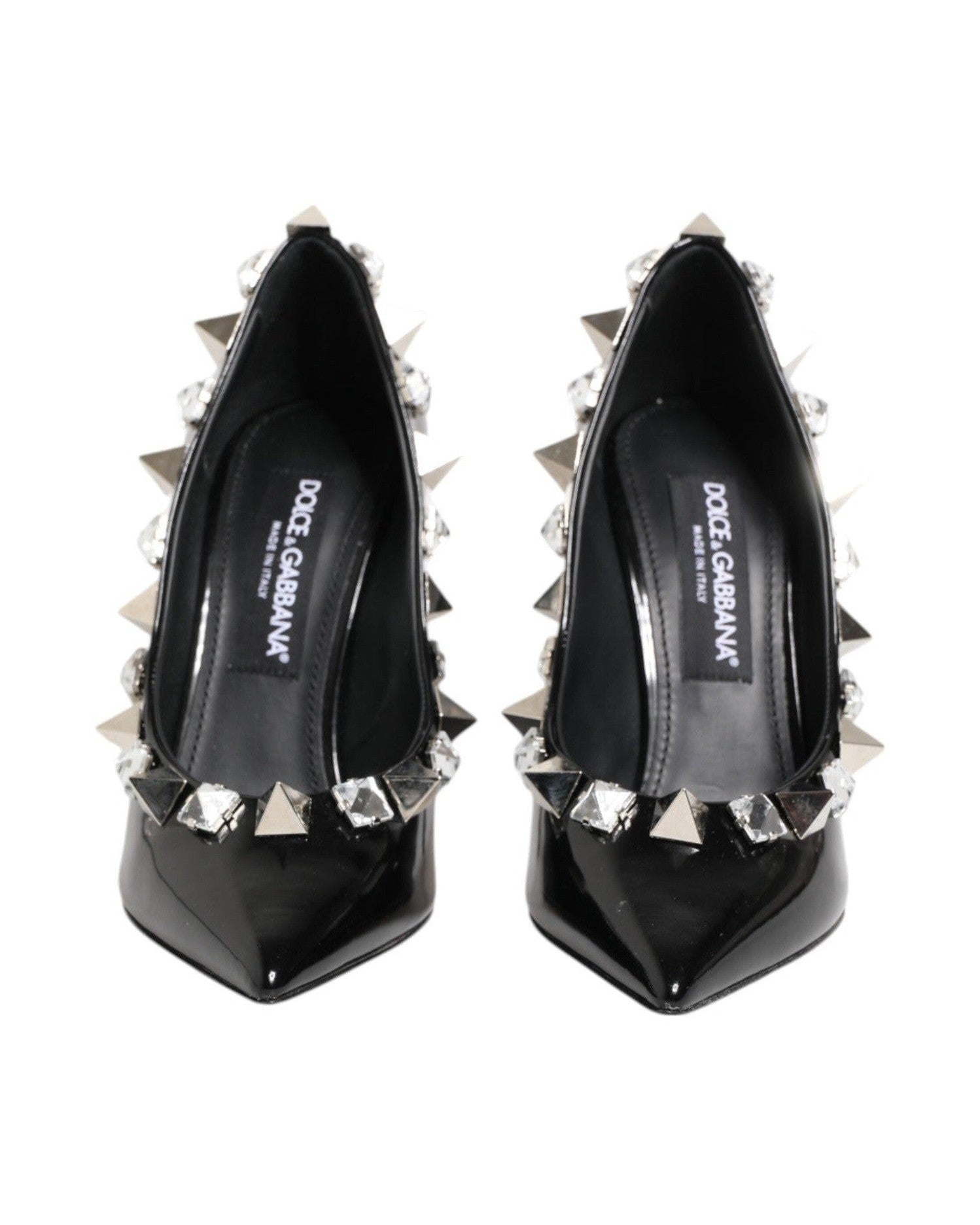 Dolce & Gabbana Black Crystals Studs Stiletto Pumps Shoes Heels
