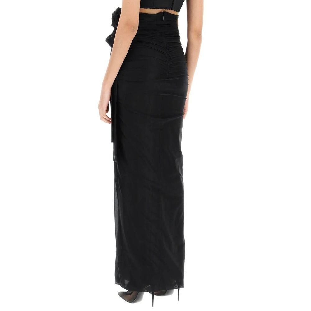 Dolce & Gabbana Black Elastane Long Skirt Glam Steals