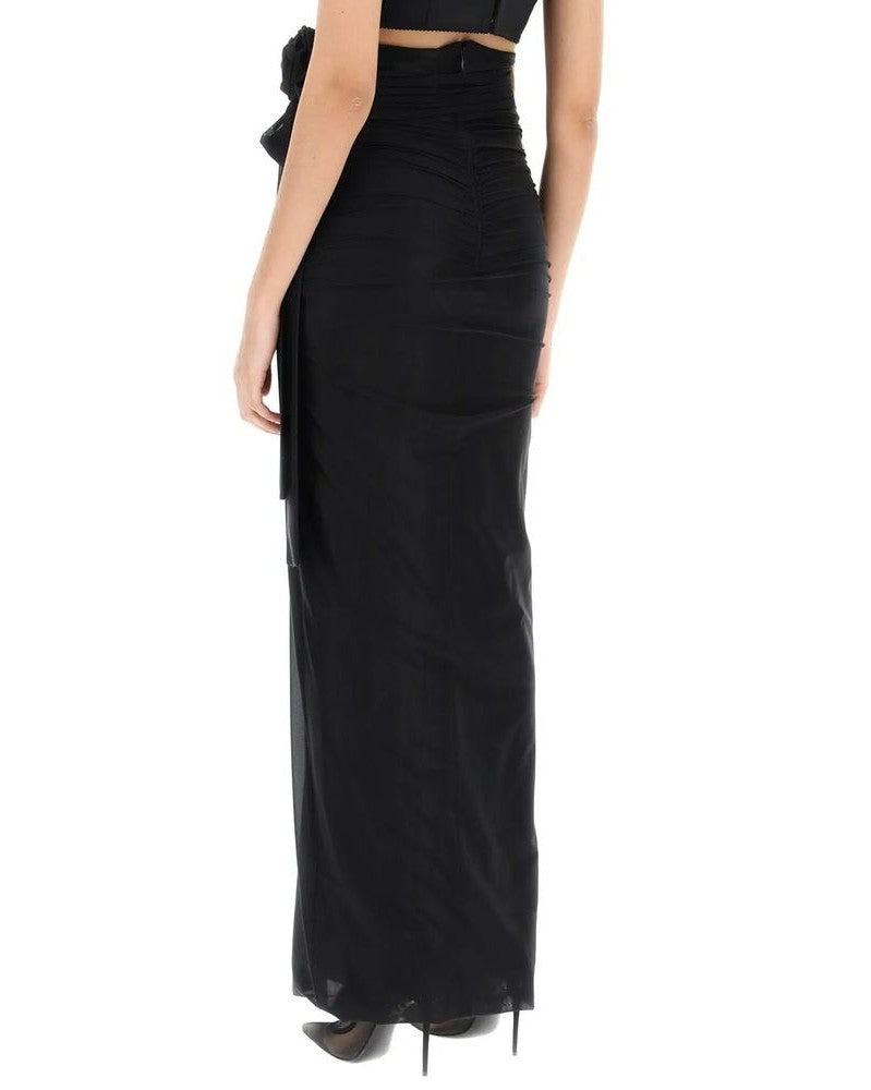 Dolce & Gabbana Black Elastane Long Skirt Skirts