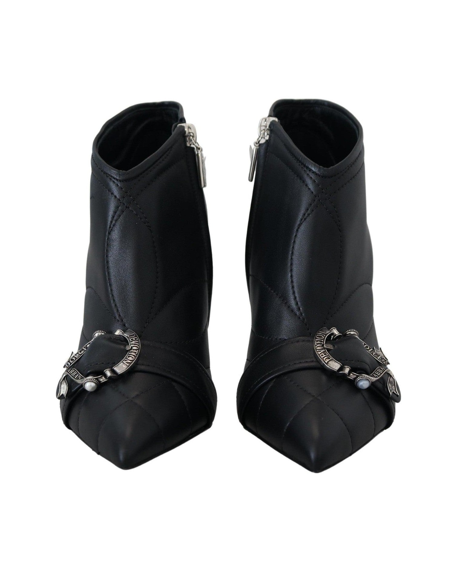 Dolce & Gabbana Elegant Quilted Leather Black Booties Glam Steals