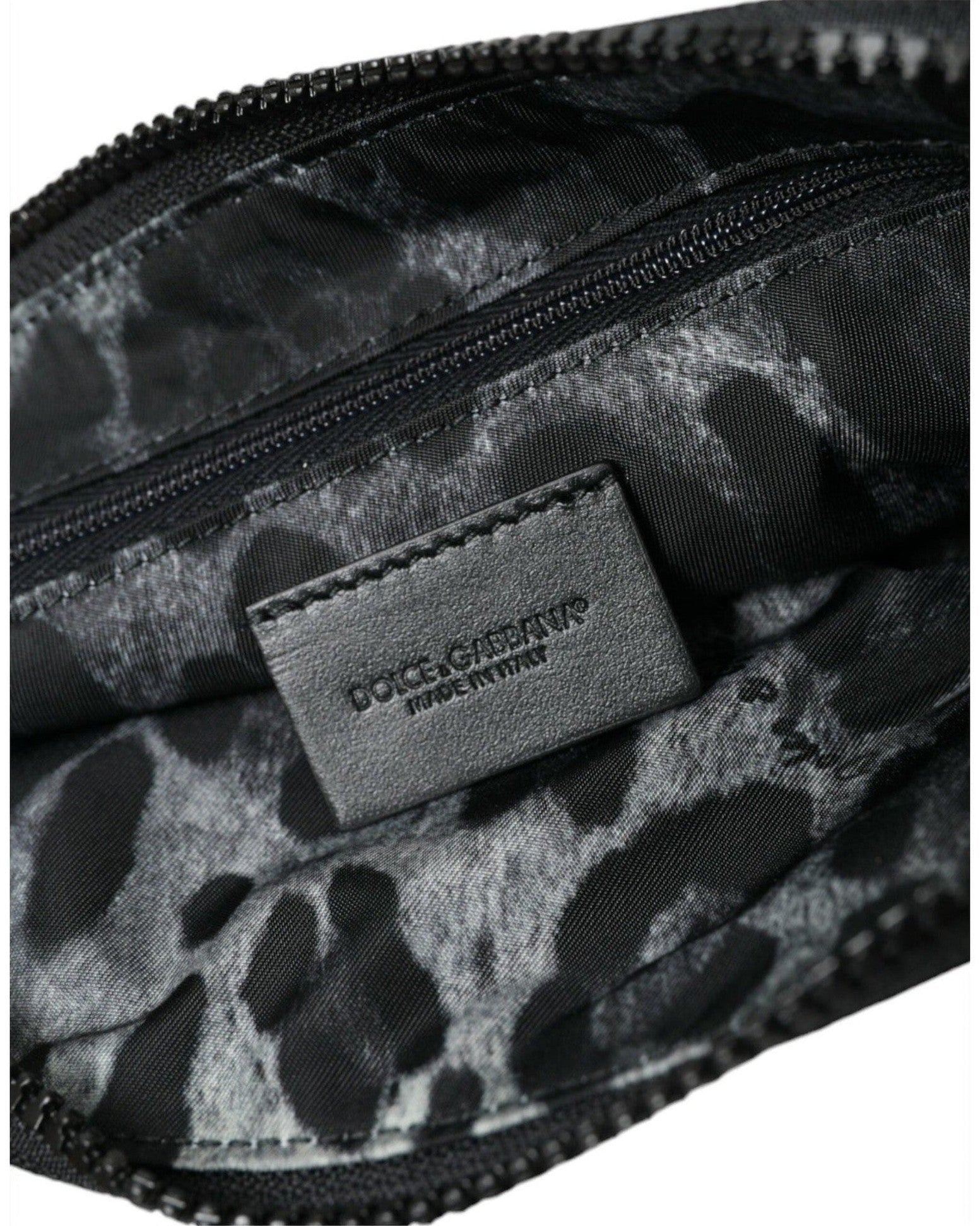 Dolce & Gabbana Elite Nylon & Leather Pouch With Logo Black Detail Glam Steals