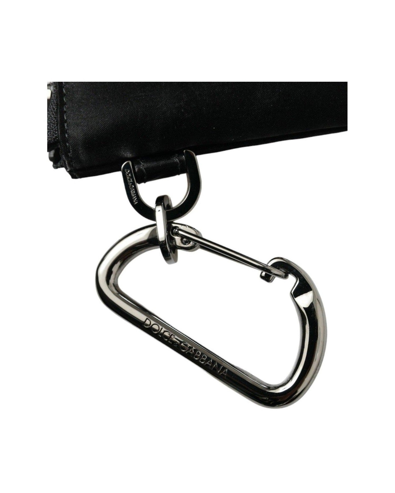 Dolce & Gabbana Elite Nylon & Leather Pouch With Logo Black Detail Glam Steals