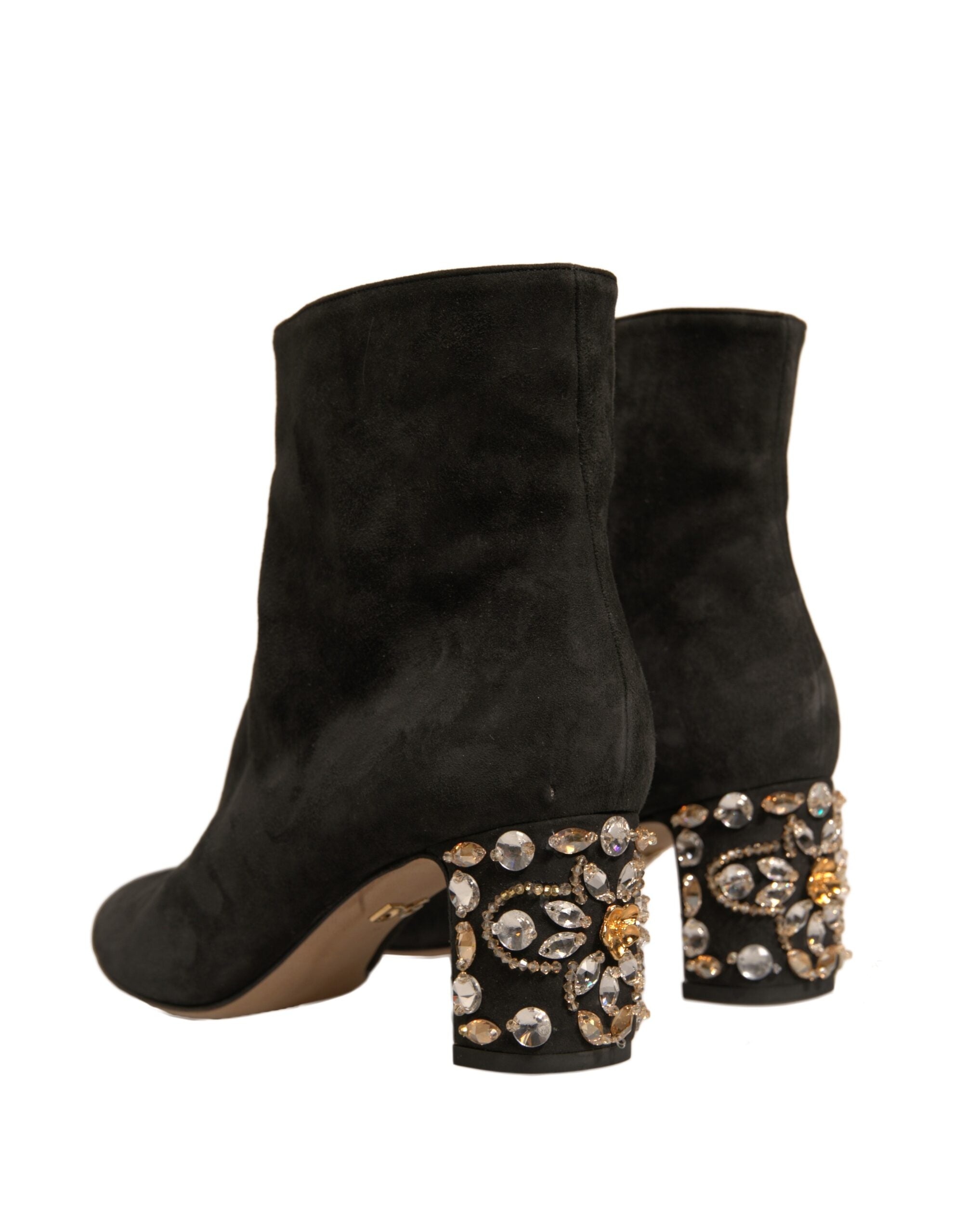 Dolce & Gabbana Black Embellished Heel Ankle Boots Shoes Glam Steals