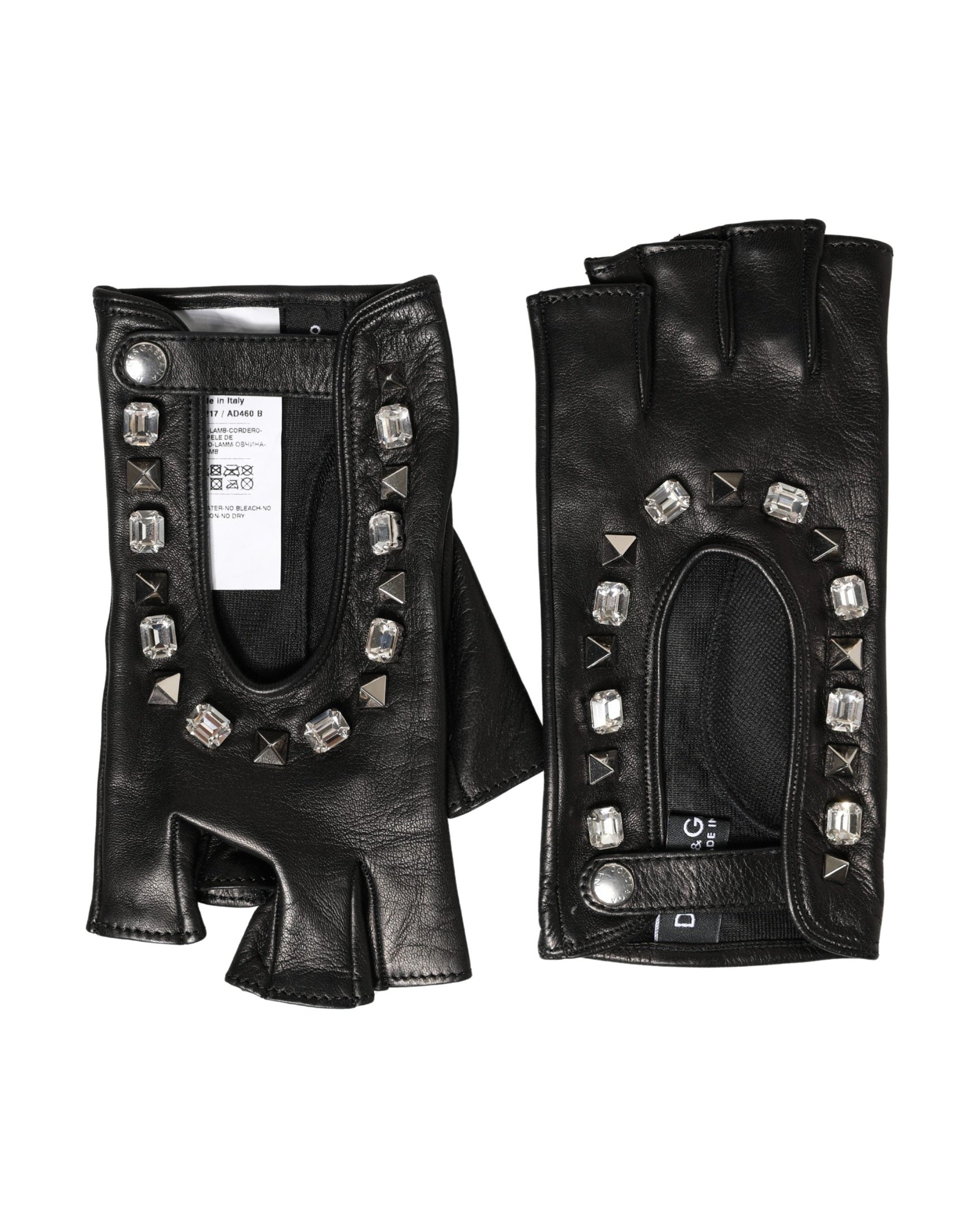 Dolce & Gabbana Black Embellished Wrist Length Mitten Gloves