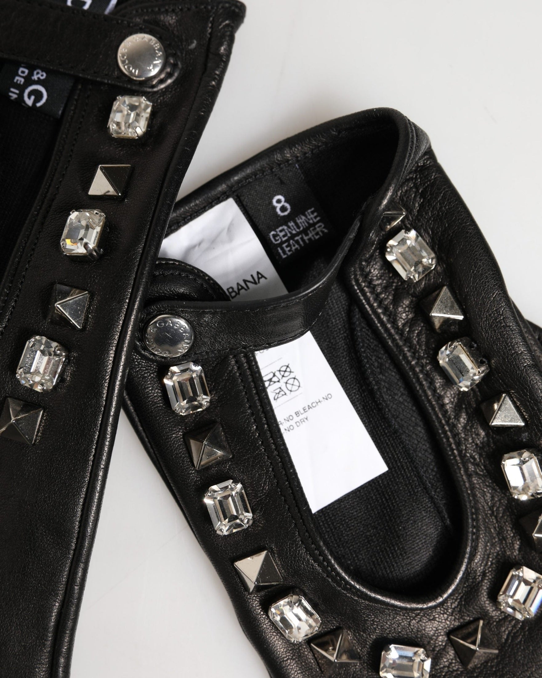 Dolce & Gabbana Black Embellished Wrist Length Mitten Gloves