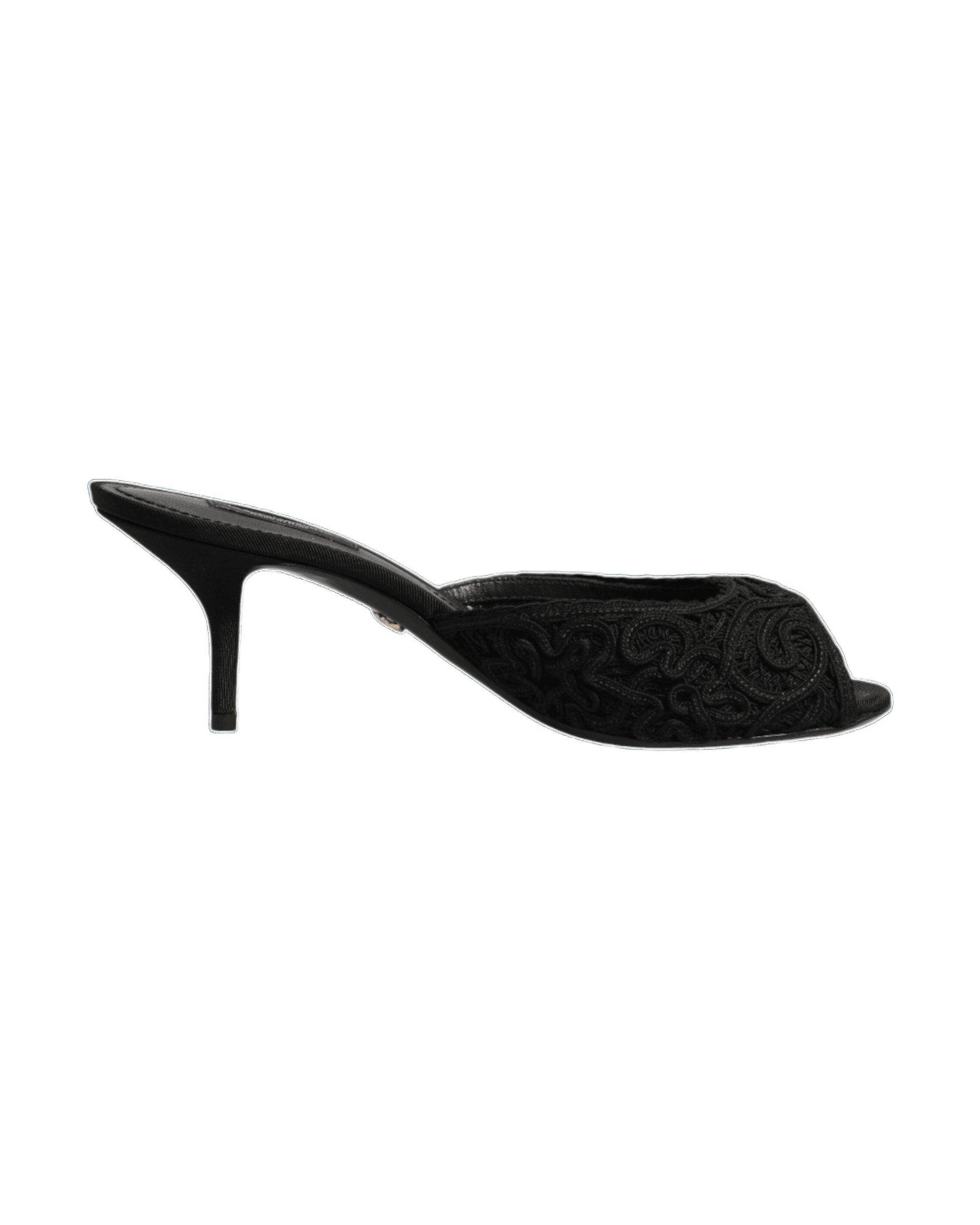 Dolce & Gabbana Black Embroidered Slip On Heels Heels
