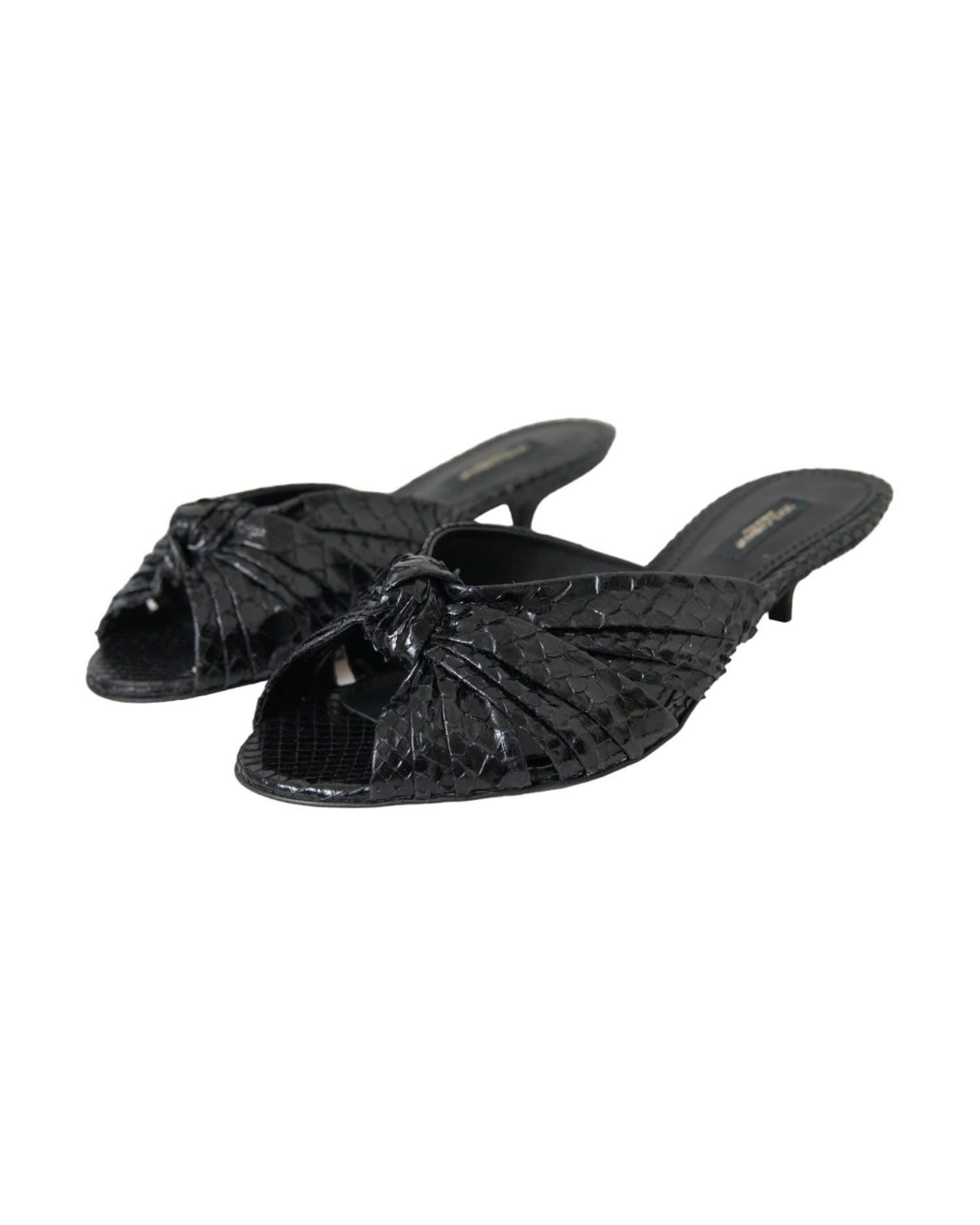Dolce & Gabbana Black Exotic Leather Heels Slides Shoes Heels