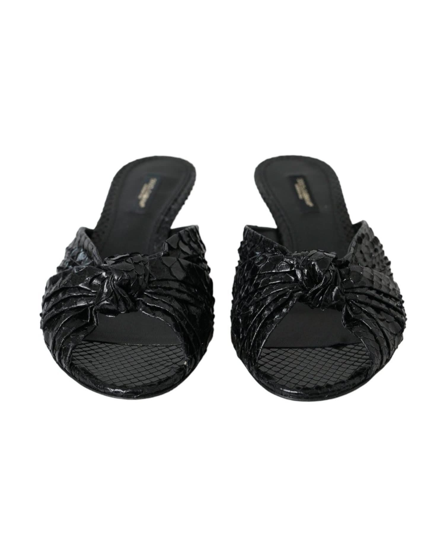 Dolce & Gabbana Black Exotic Leather Heels Slides Shoes Heels