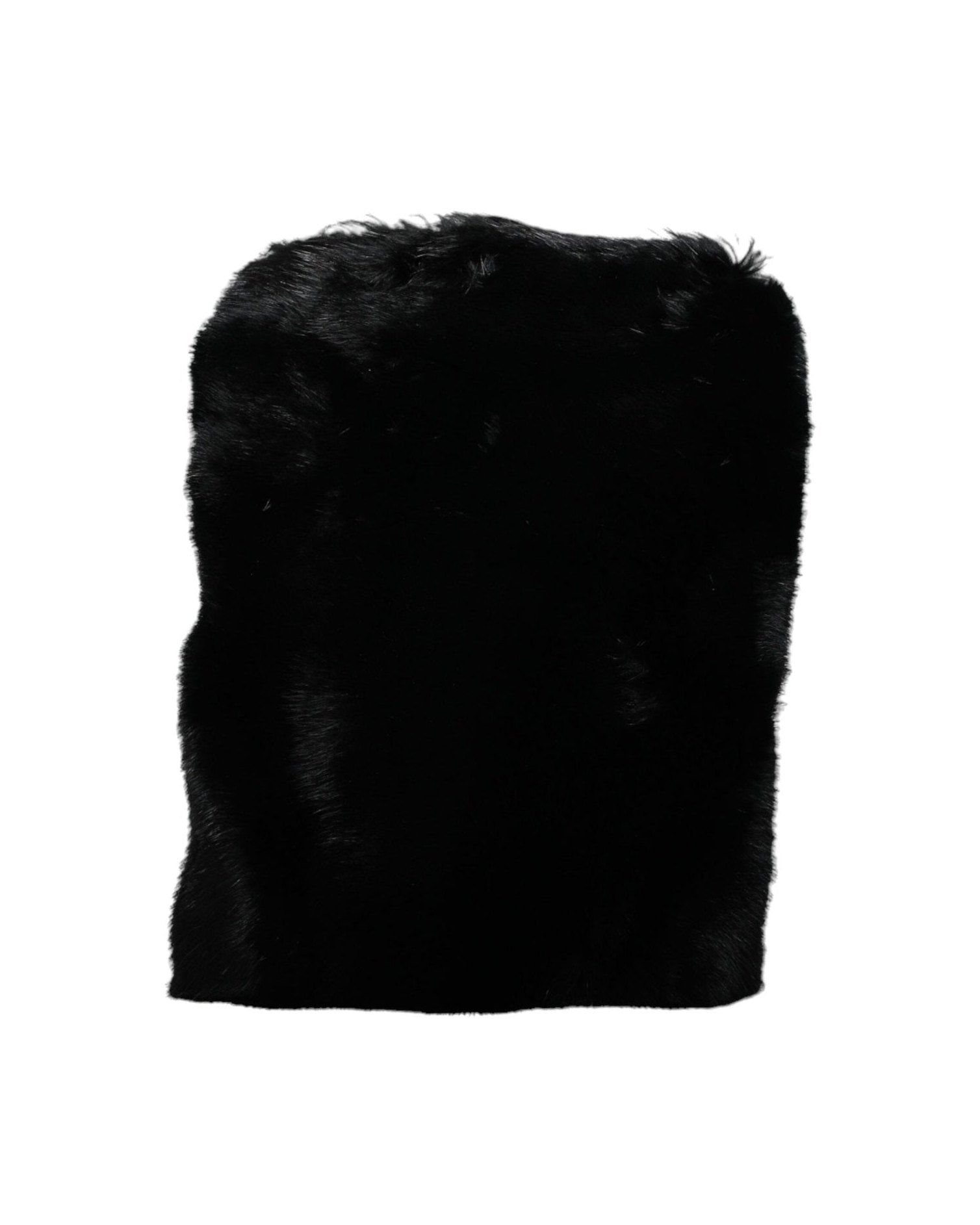 Dolce & Gabbana Faux Fur Chain Crossbody Shoulder Purse Black Silver Bag Glam Steals