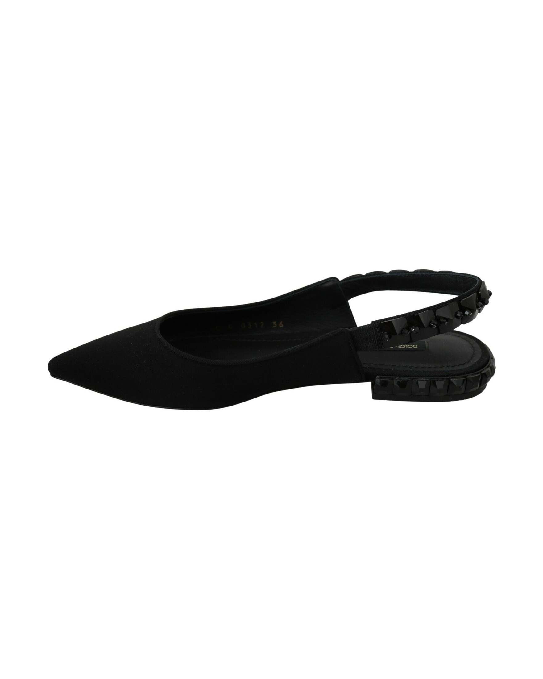 Dolce & Gabbana Black Flats Slingback Charmeuse Shoes Glam Steals