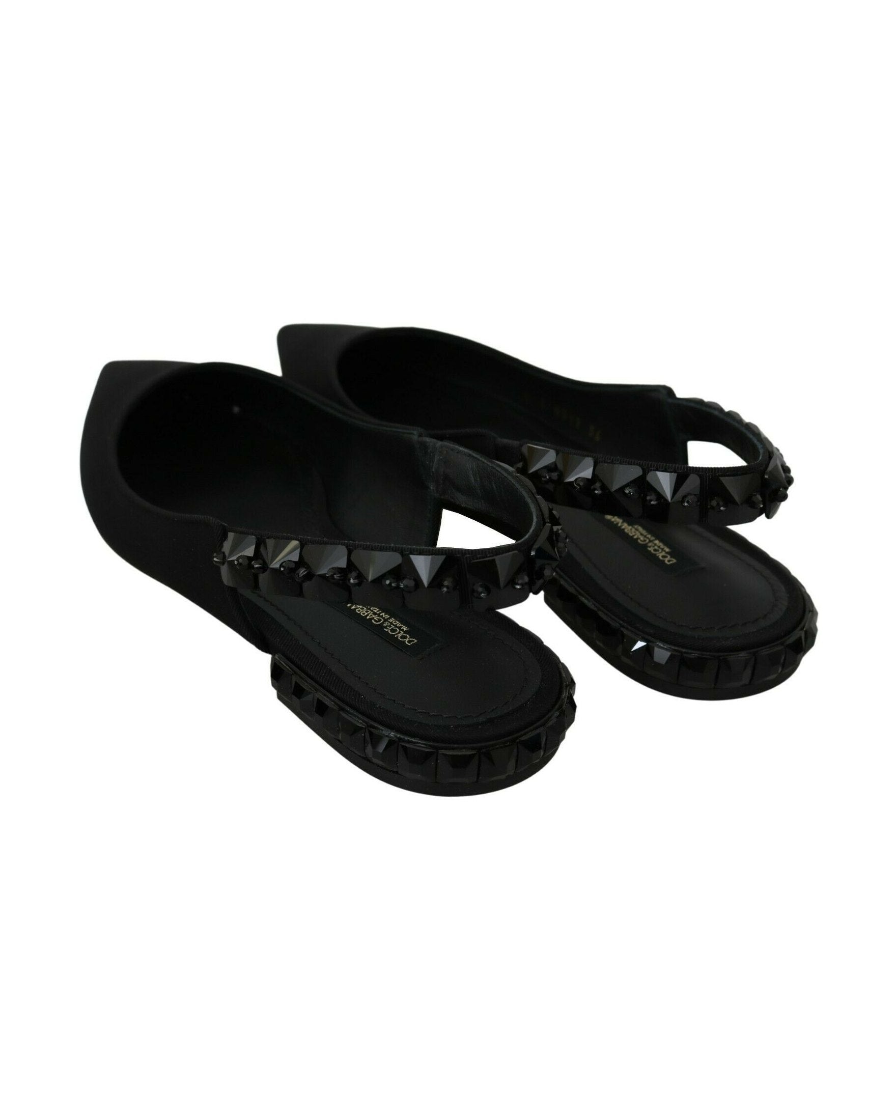 Dolce & Gabbana Black Flats Slingback Charmeuse Shoes Glam Steals