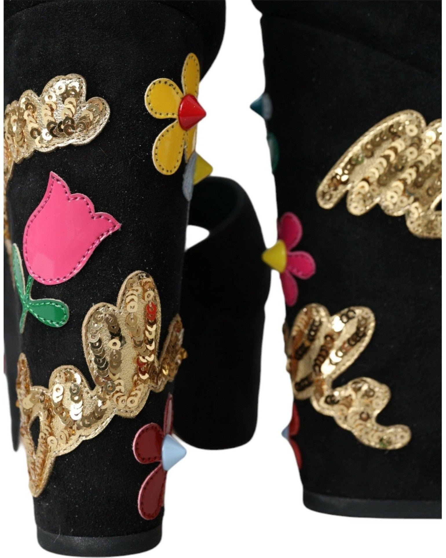 Dolce & Gabbana Black Floral Ankle Strap Heels Sandals Shoes Glam Steals