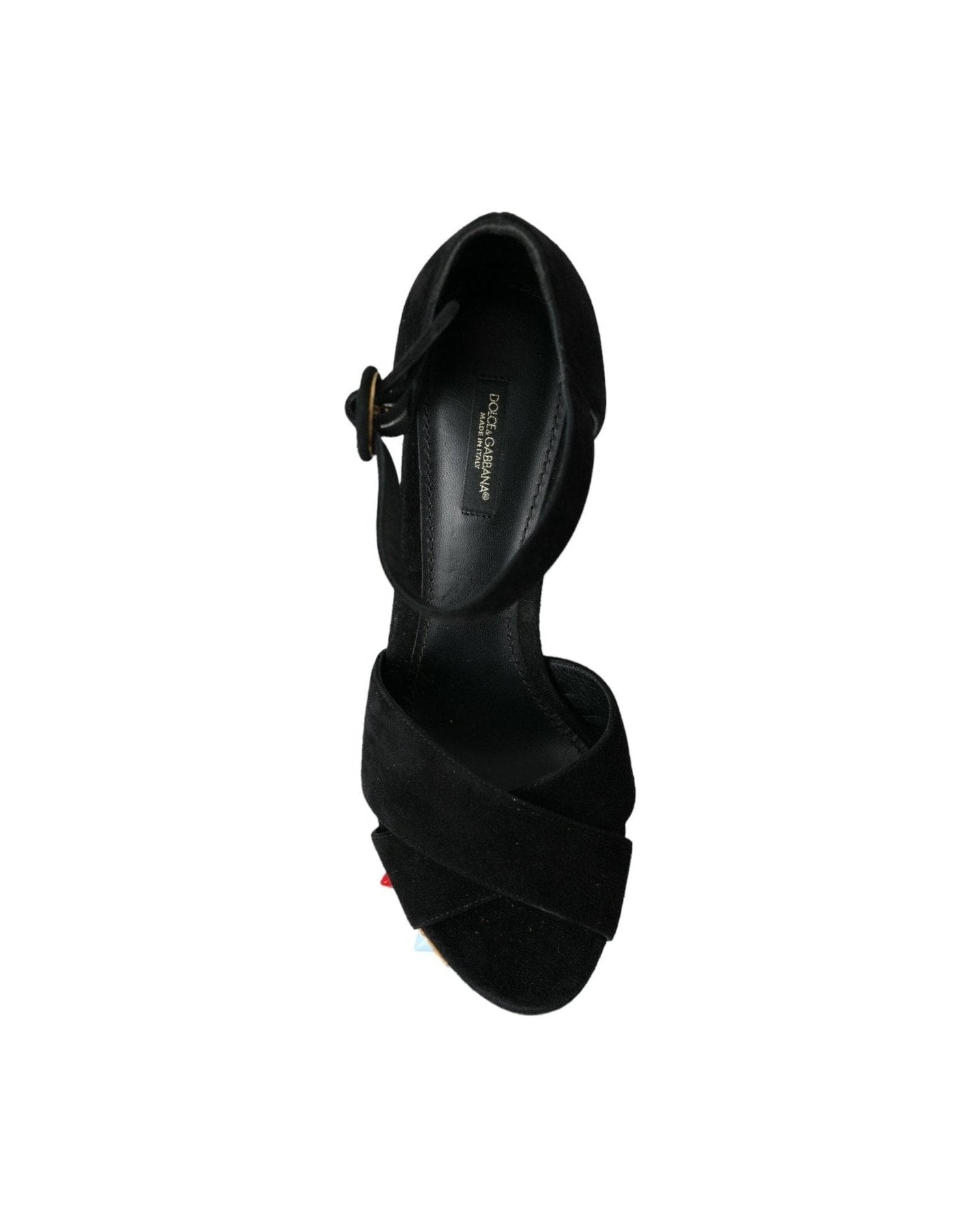 Dolce & Gabbana Black Floral Ankle Strap Heels Sandals Shoes Glam Steals
