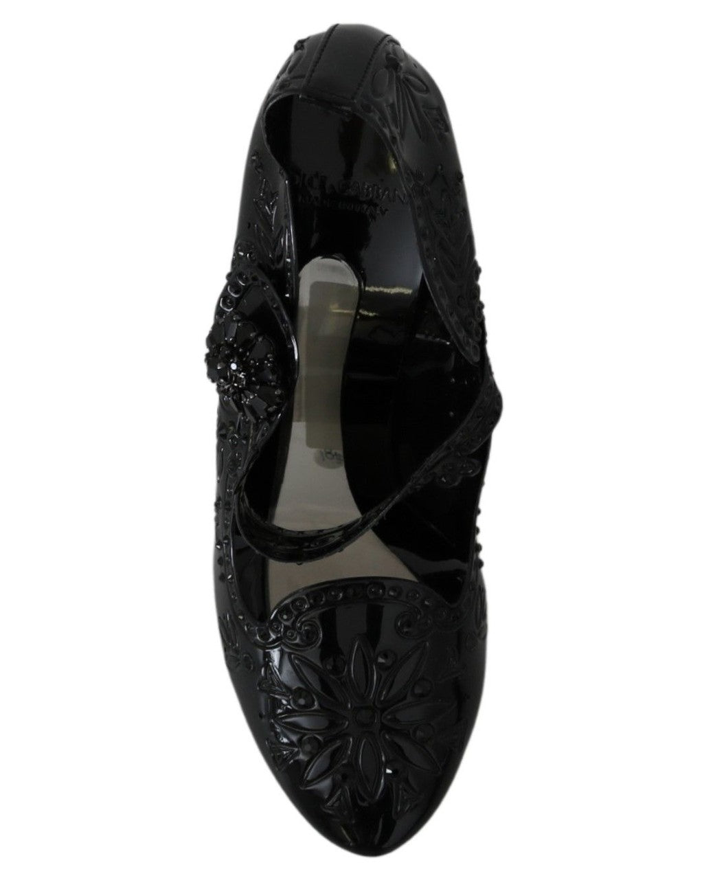 Dolce & Gabbana Black Floral Crystal Cinderella Heels Heels