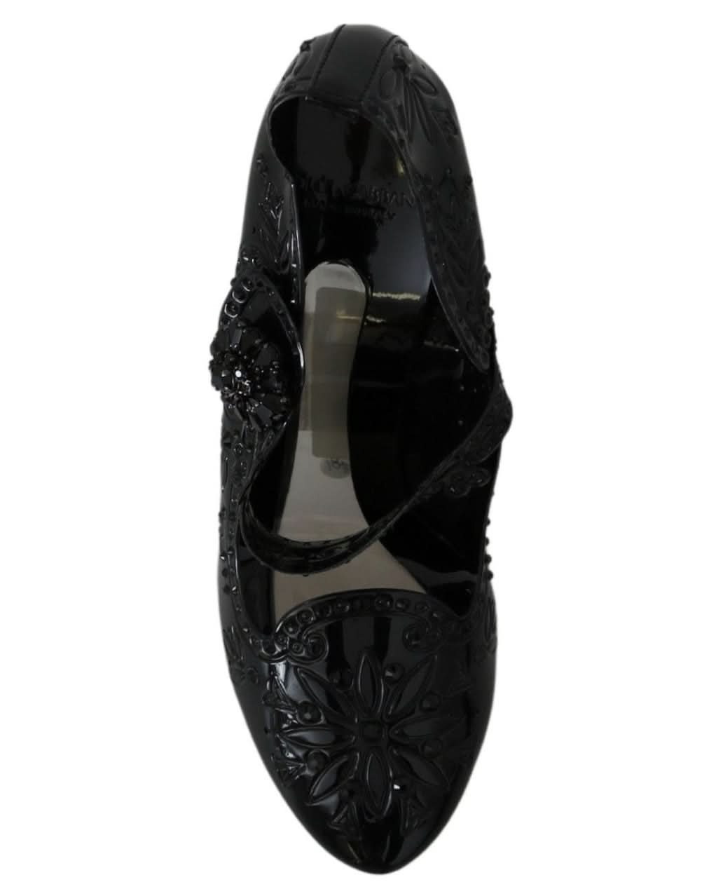 Dolce & Gabbana Black Floral Crystal Cinderella Heels Heels