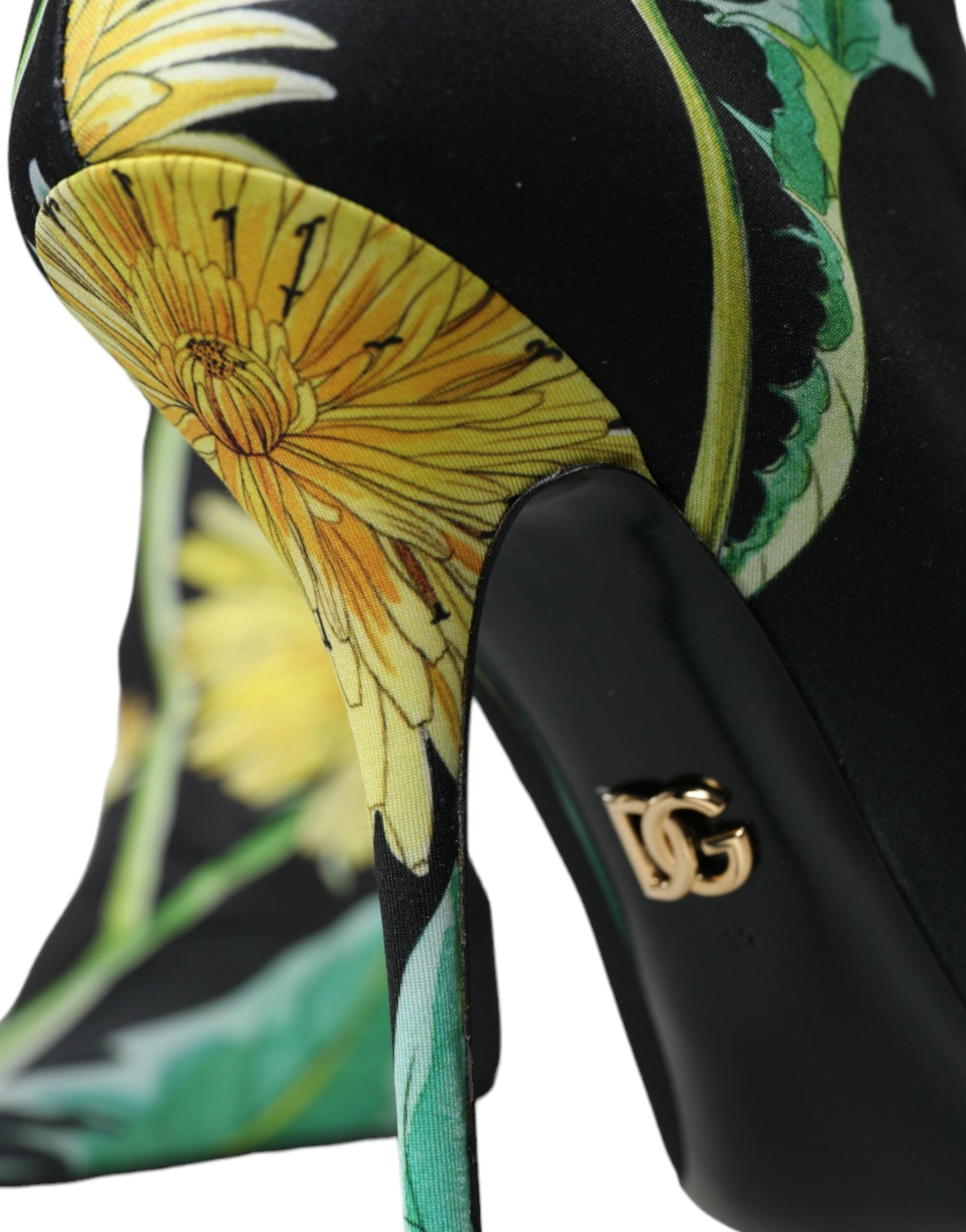 Dolce & Gabbana Black Floral Jersey Stretch Ankle Boots Shoes Glam Steals