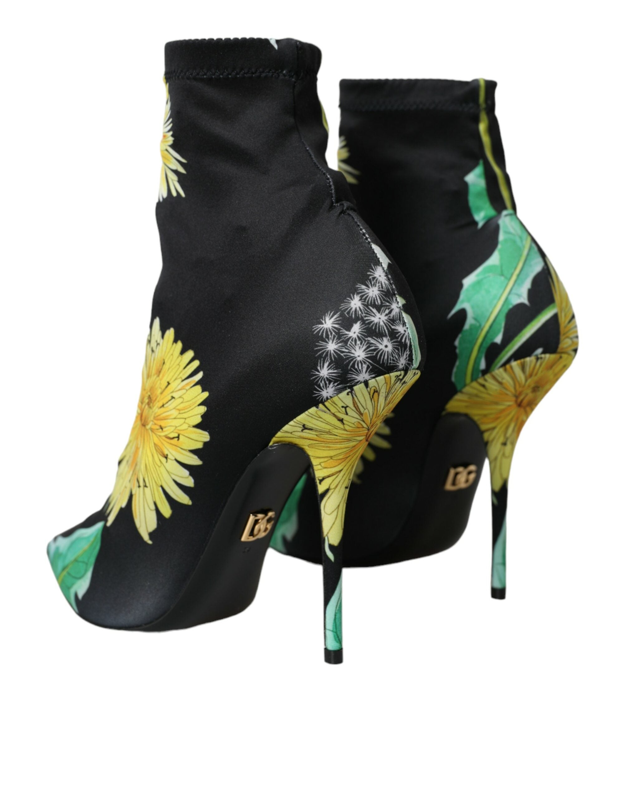 Dolce & Gabbana Black Floral Jersey Stretch Ankle Boots Shoes Glam Steals
