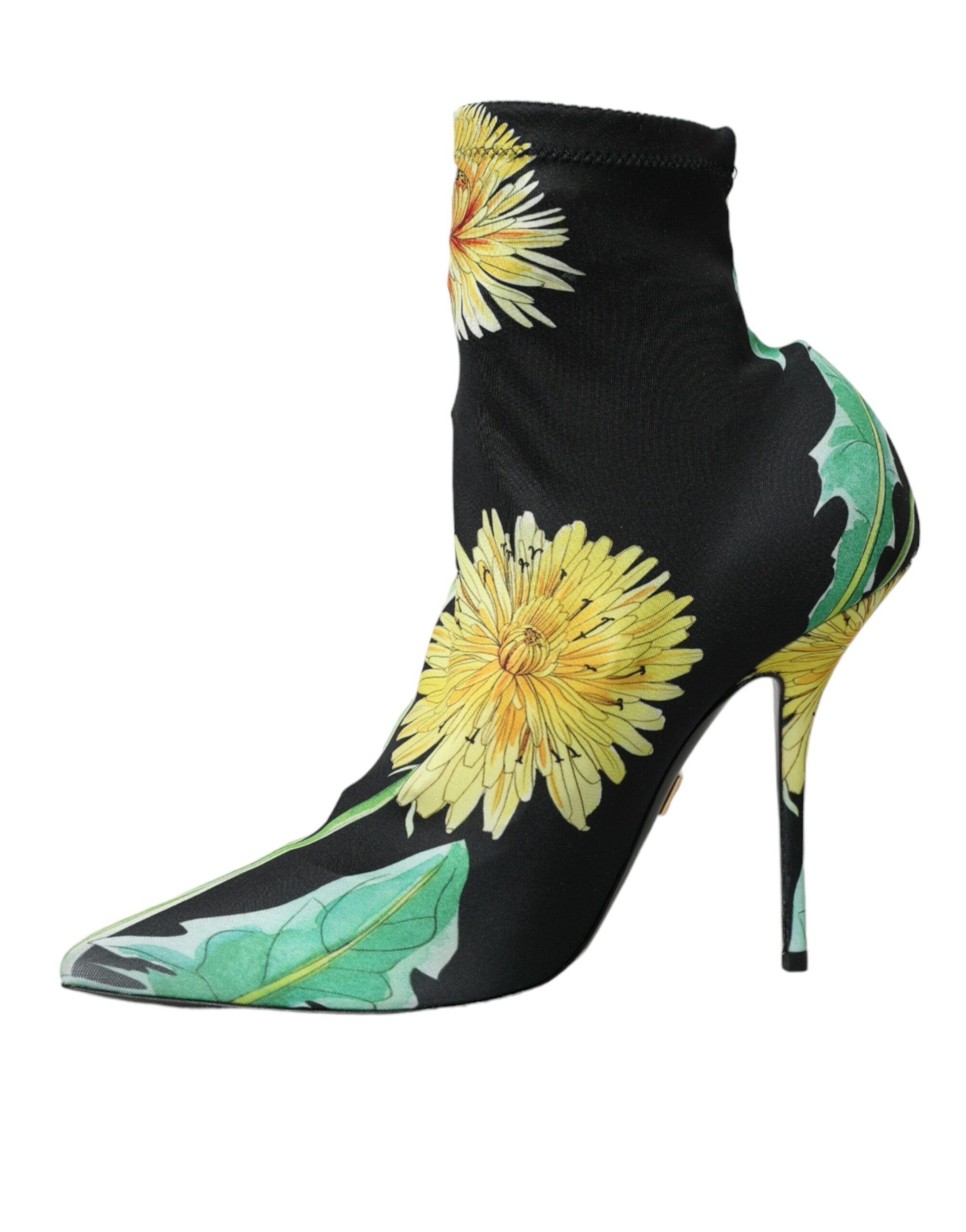Dolce & Gabbana Black Floral Jersey Stretch Ankle Boots Shoes Glam Steals